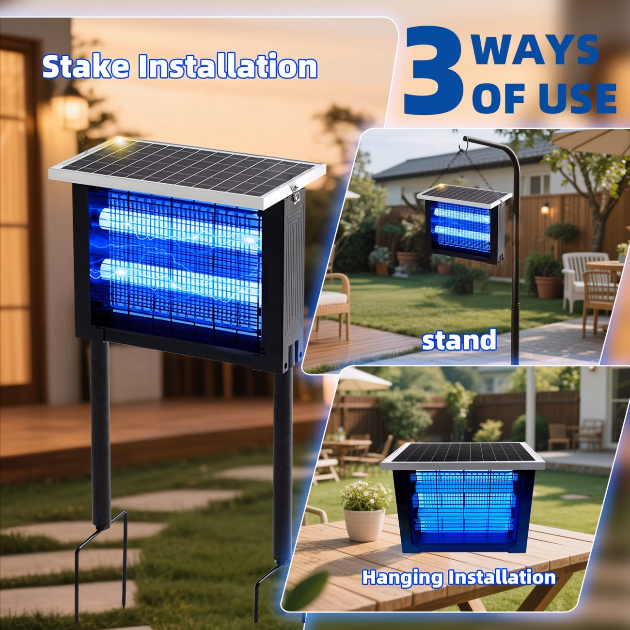 powerful large solar bug zapper outdoor for 2000sq ft poartable rechargeable mosquito zapper with high powered cordless solar fly zapper for patio garden backyard rv camping pond pest control Product details 2