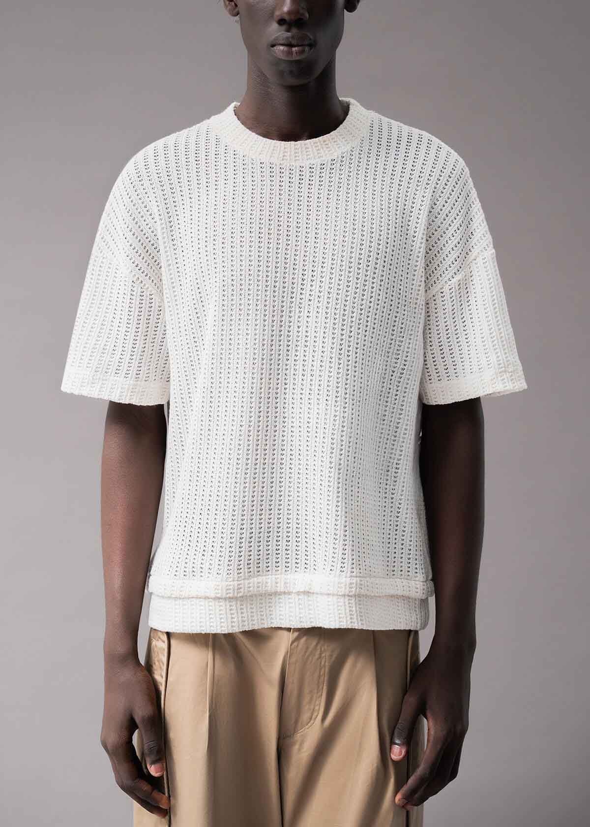 White Open Weave Crew | Modern Menswear by yycbvcnbmmnbm