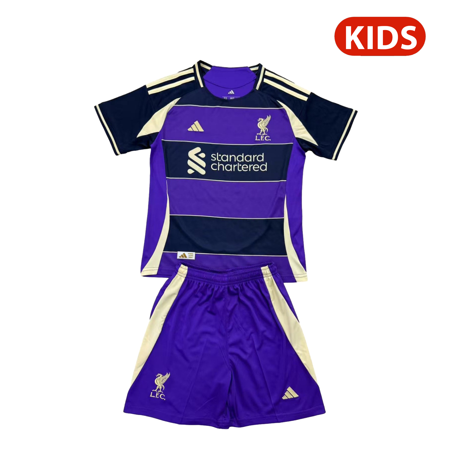 AlphaJersey-Liver.pool 25-26 Purple Dark Blue Horizontal Stripes Concept Kids Kit