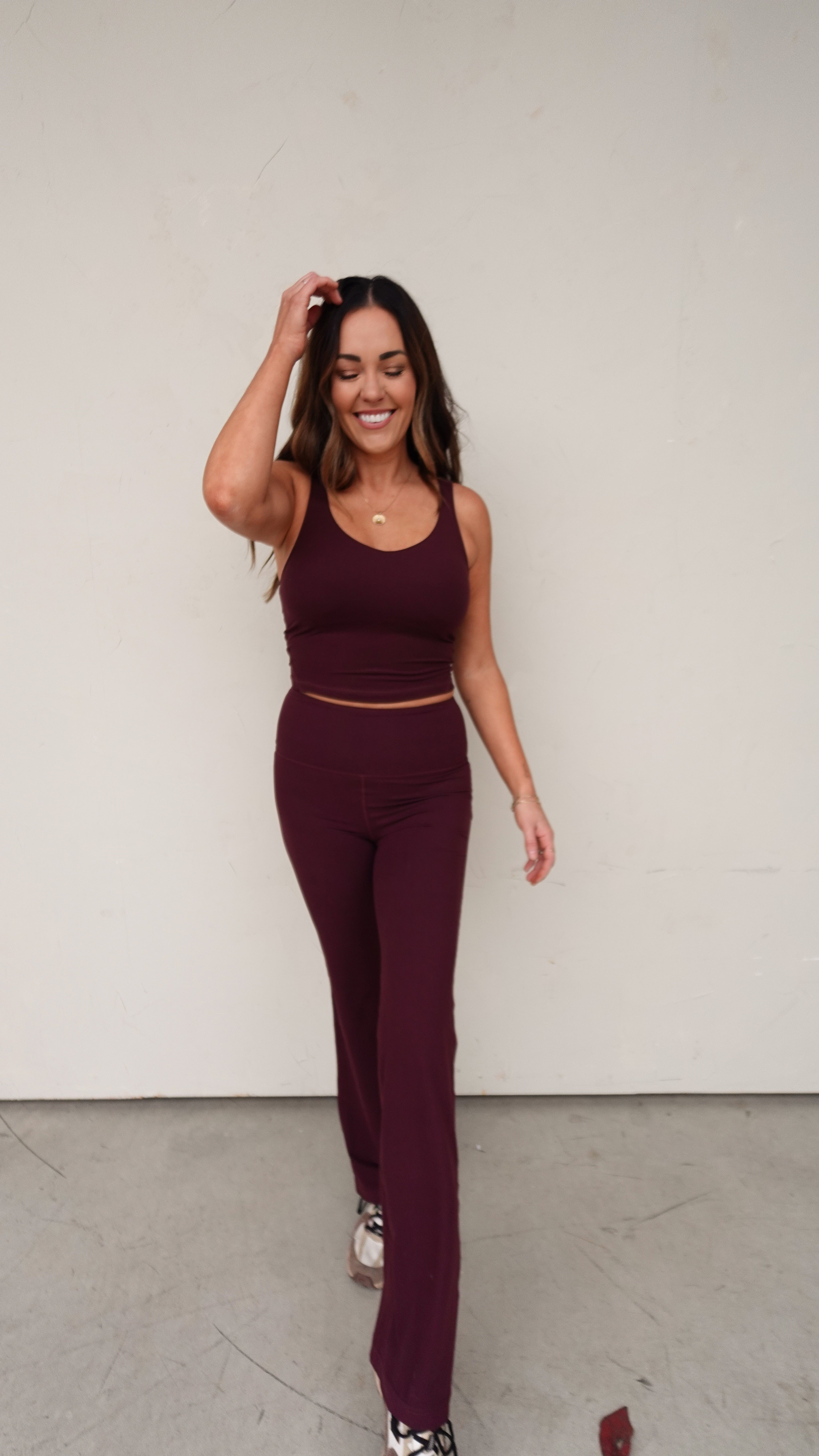 Buttersoft Yoga Top and Legging Set - Merlot | Elegant Women's Fashion by coolavocek
