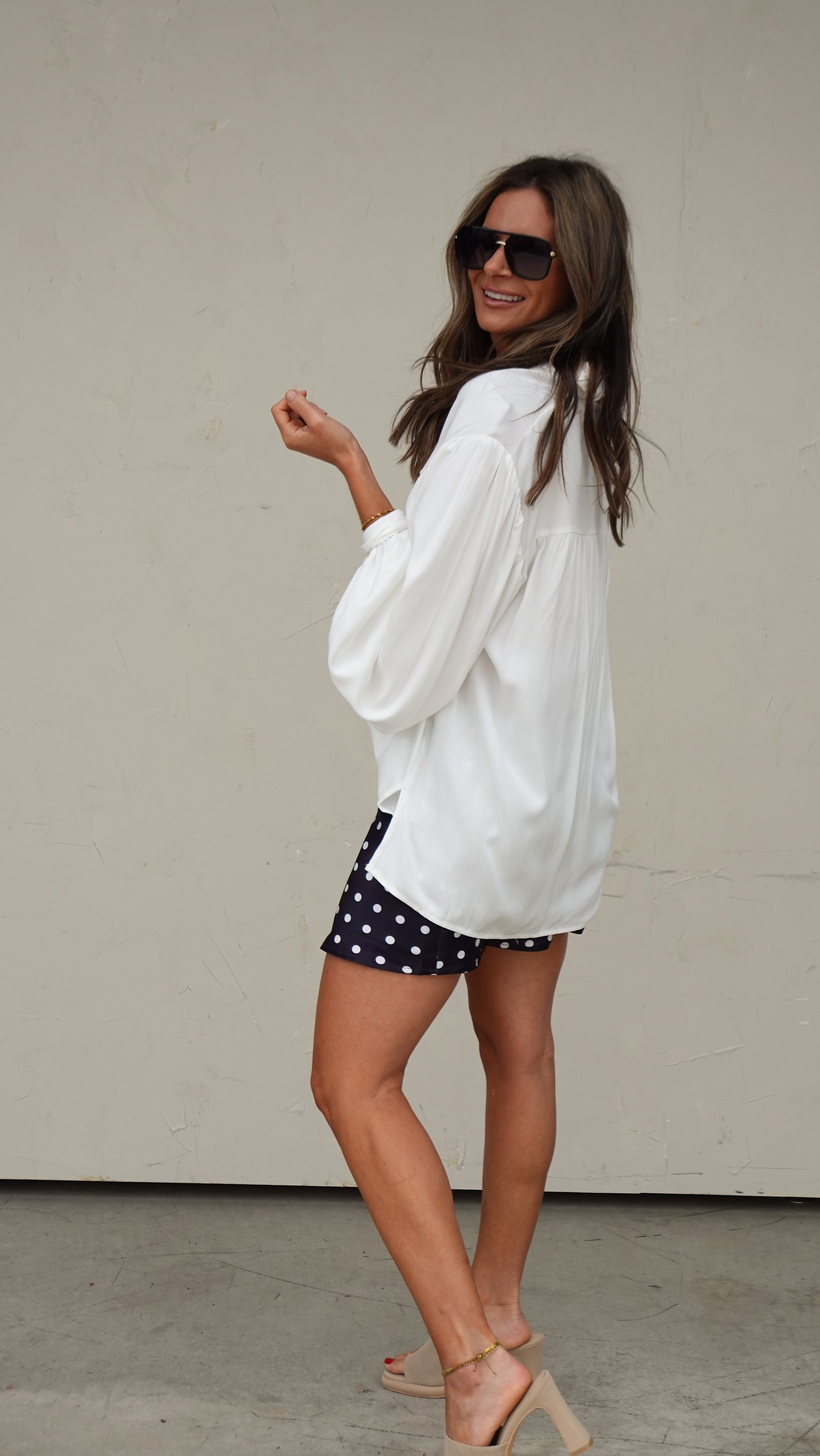 Black Satin Polka Dot Skirt | Elegant Women's Fashion by coolavocek