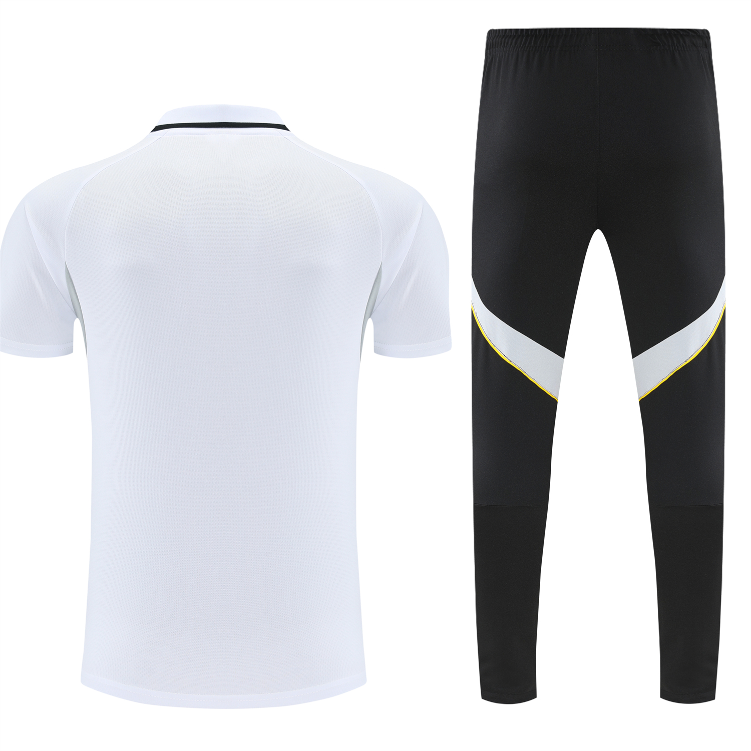AlphaJersey-Real Madrid 25-26 POLO Short-Sleeve Training Set - White Top and Black Pants