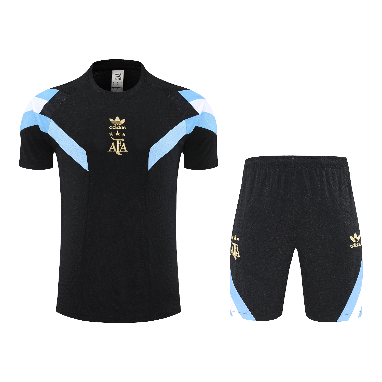 AlphaJersey-Argentina 25-26 Short-Sleeve Training Set - Black Top & Black Shorts