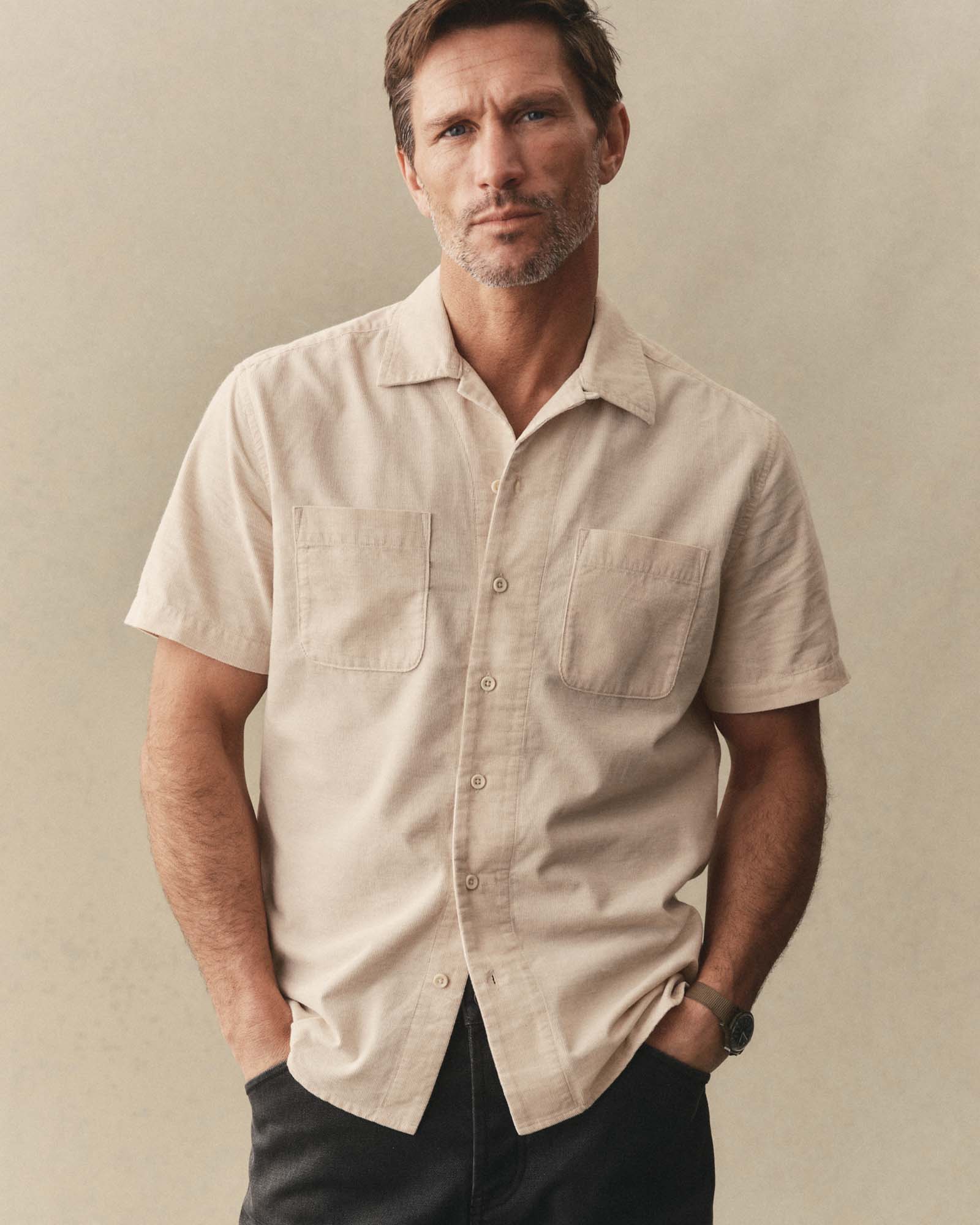 The Conrad Shirt in Heather Oat Pincord | Modern Menswear by yycbvcnbmmnbm