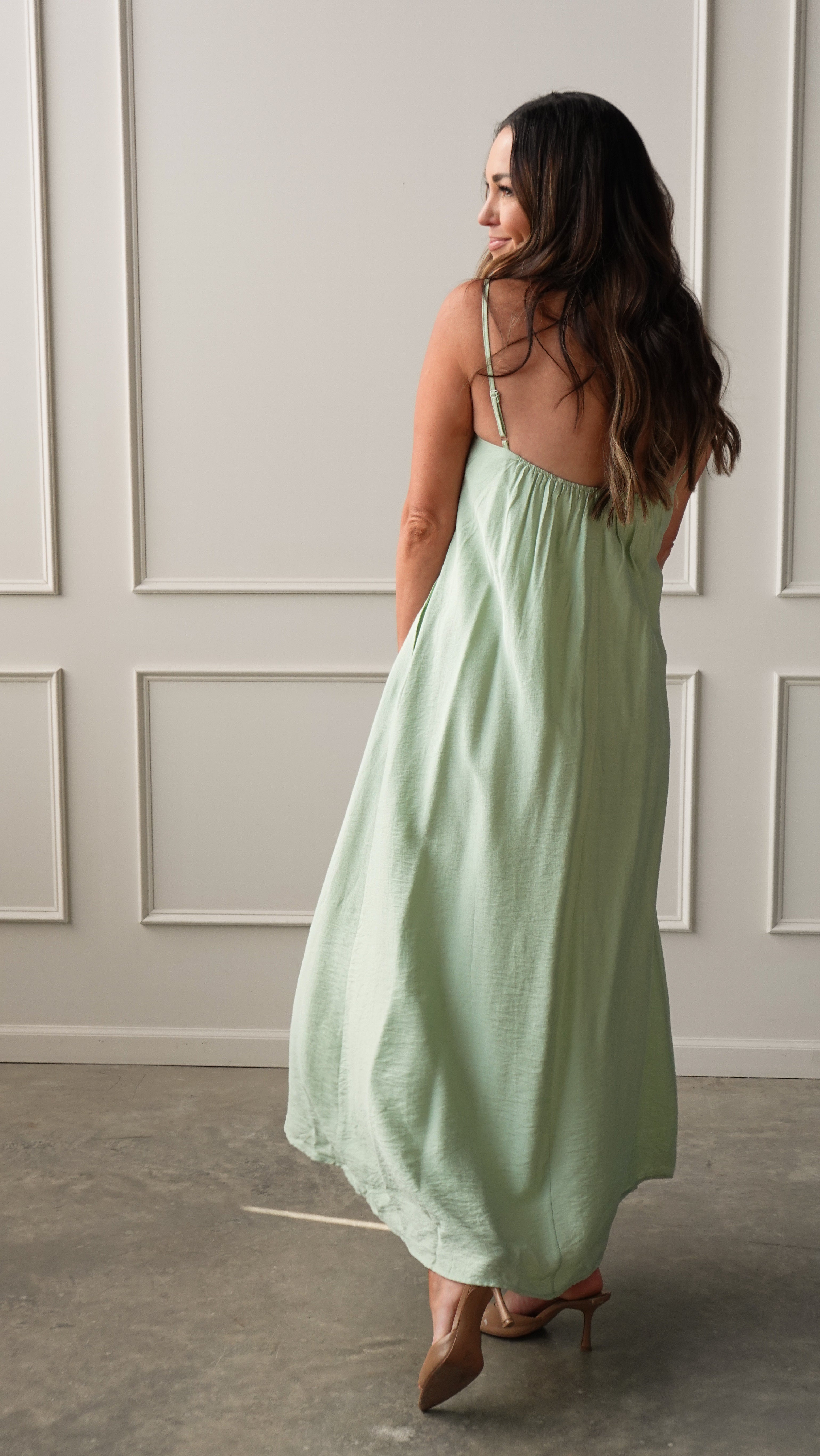 Mint Pleated Maxi Dress | Elegant Women's Fashion by coolavocek