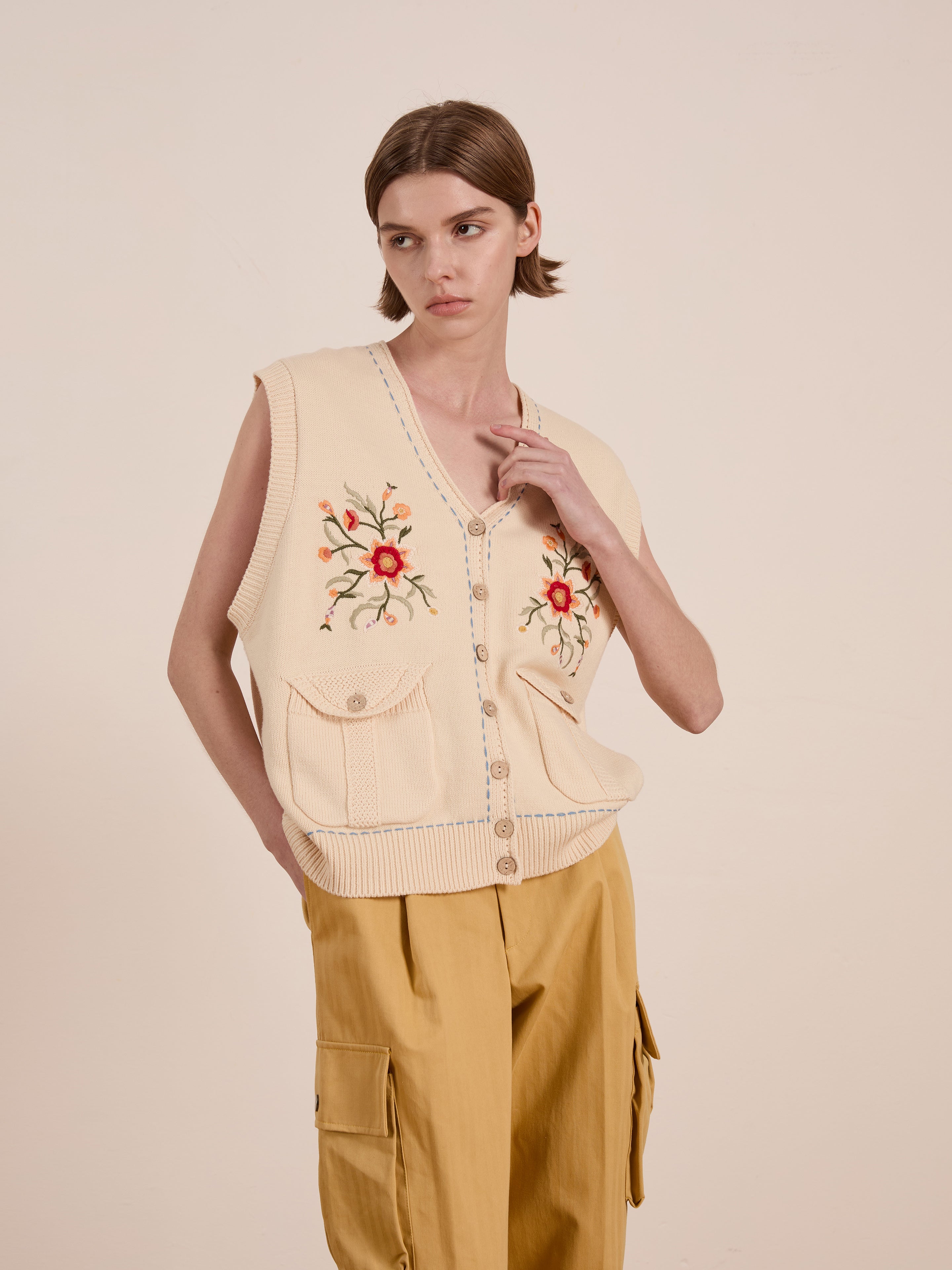 Floral Embroidered Knit Vest | Modern Menswear by yycbvcnbmmnbm