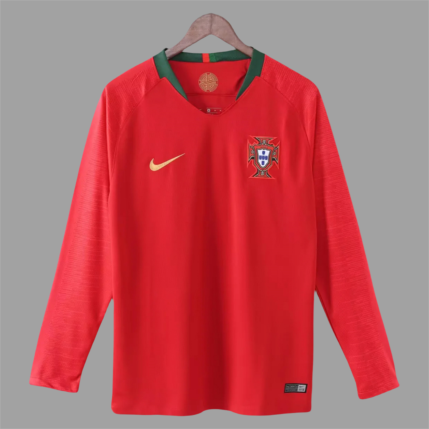 AlphaJersey-Retro Portugal 2018 Home Long Sleeves Jersey