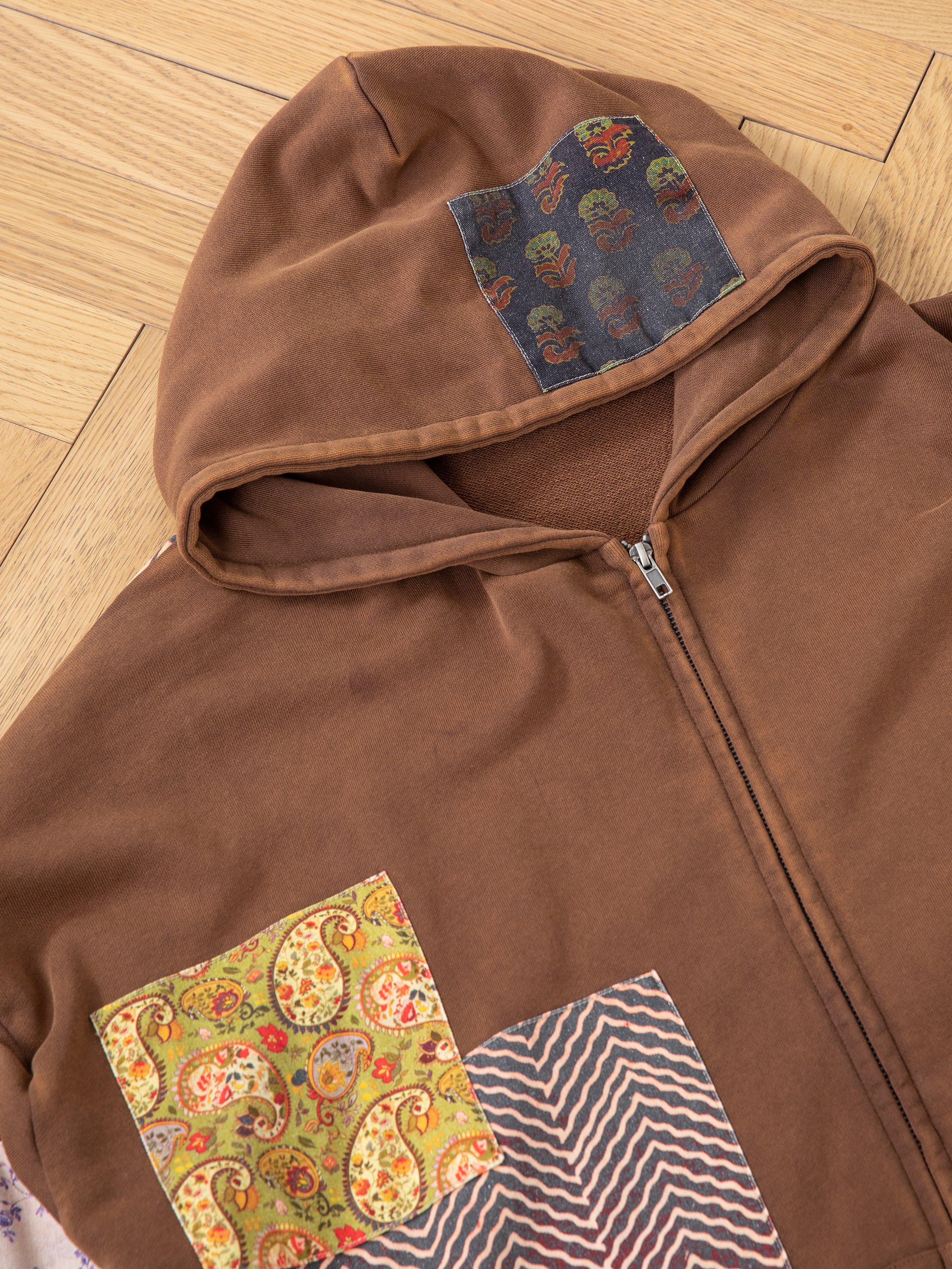 Tapestry Patchwork Zip Up Hoodie | Modern Menswear by yycbvcnbmmnbm
