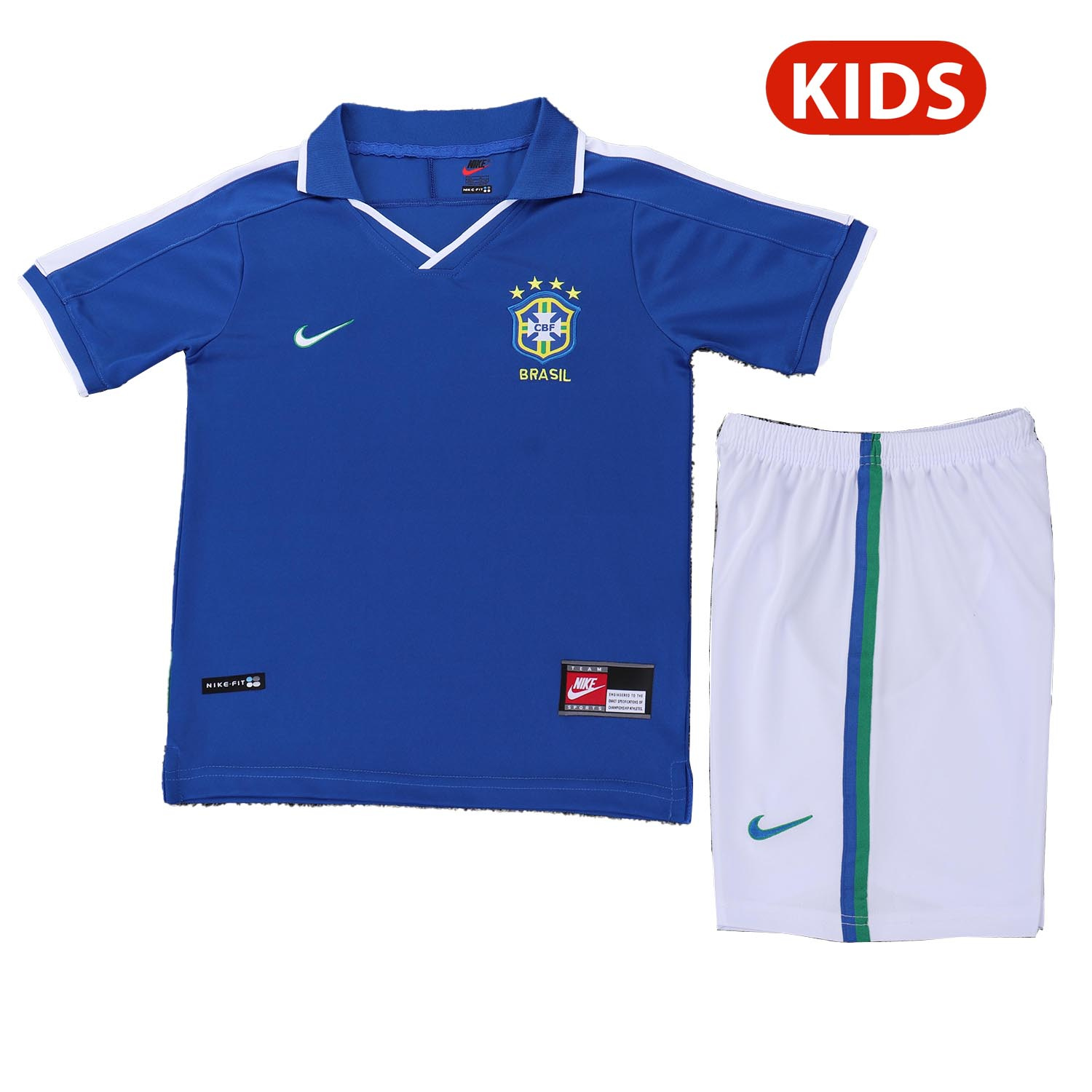 AlphaJersey-Retro Brazil 1997 Away Kids Kit