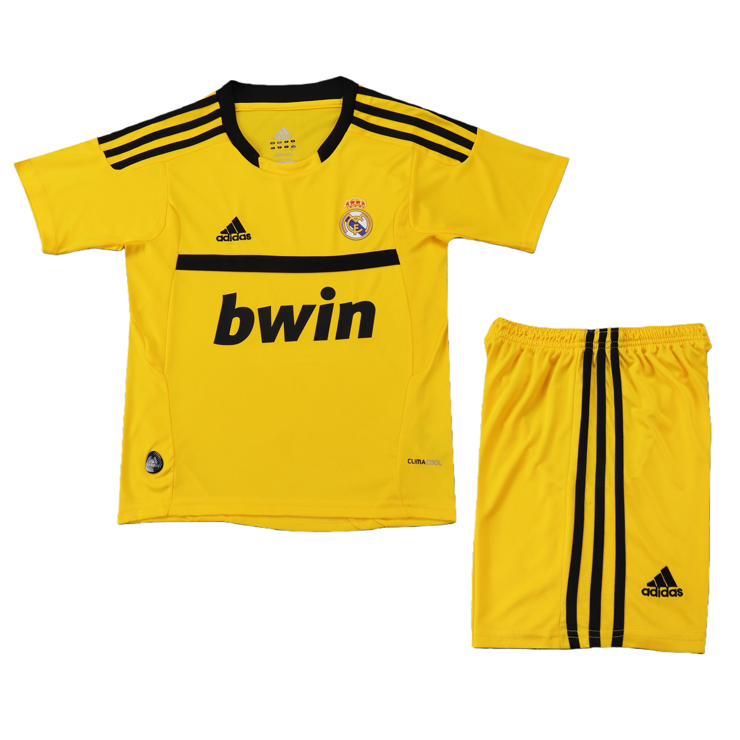 AlphaJersey-Retro Real Madrid 2011-12 Yellow Goalkeeper Kids Kit