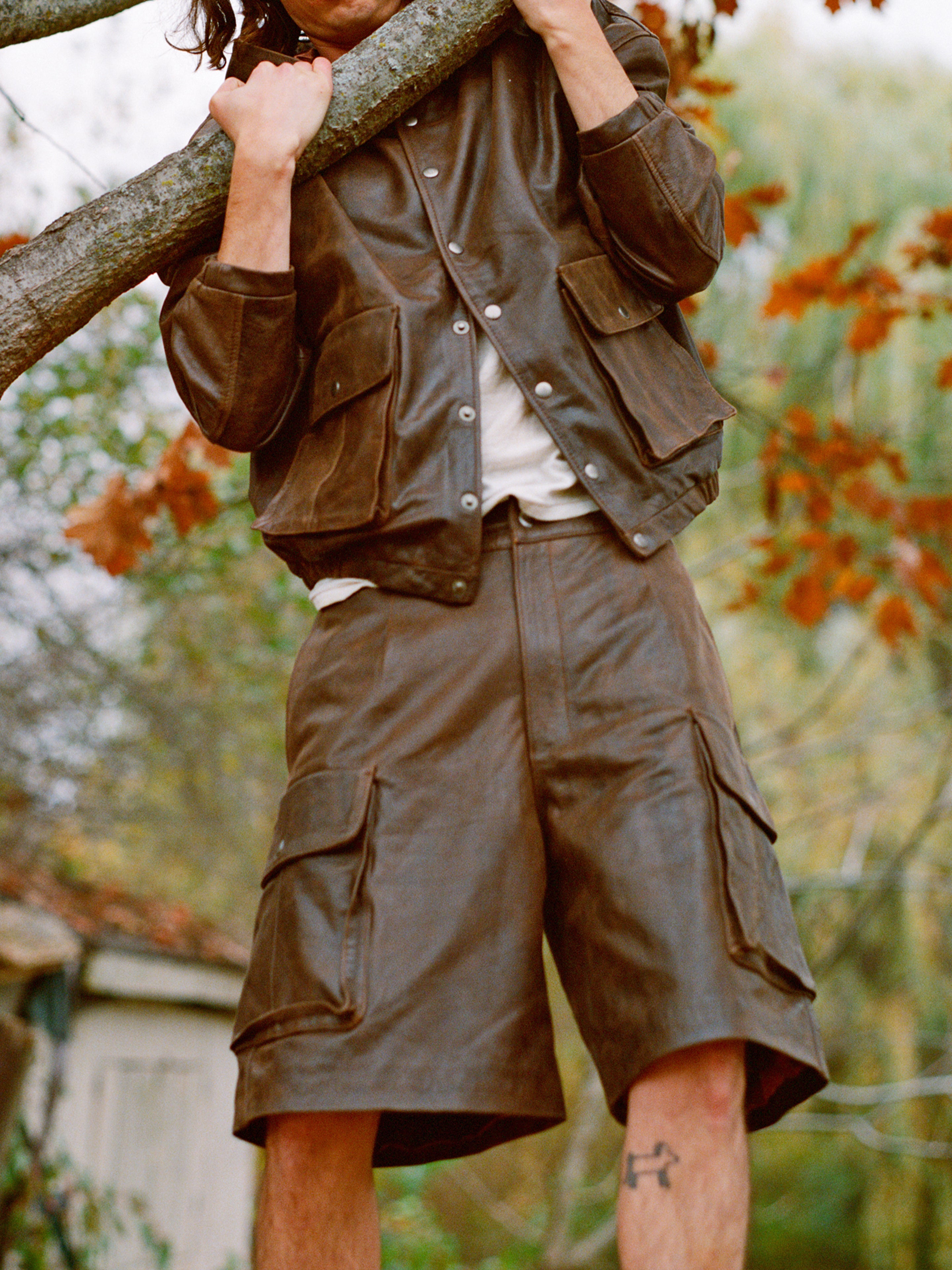 Dusk Distressed Genuine Leather Hoodie | Modern Menswear by yycbvcnbmmnbm