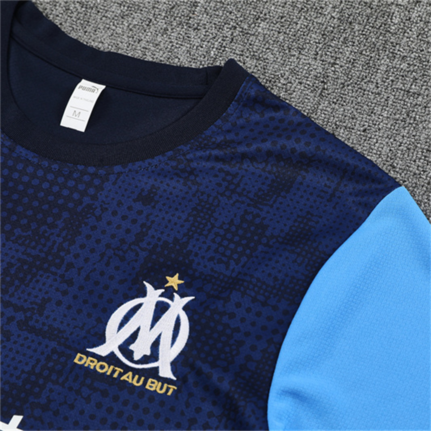 AlphaJersey-Marseille 25-26 Kids Short-Sleeve Training Set - Royal Blue Top & Royal Blue Shorts
