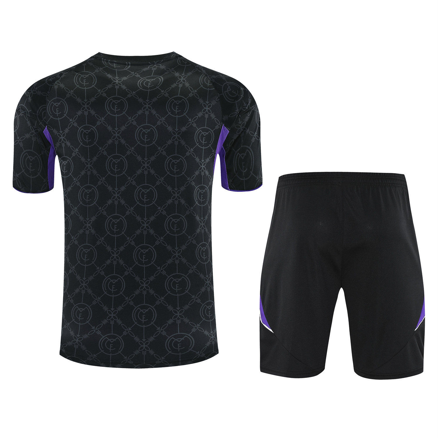 AlphaJersey-Real Madrid 25-26 Short-Sleeve Training Set - Blue Edge Black Top & Black Shorts