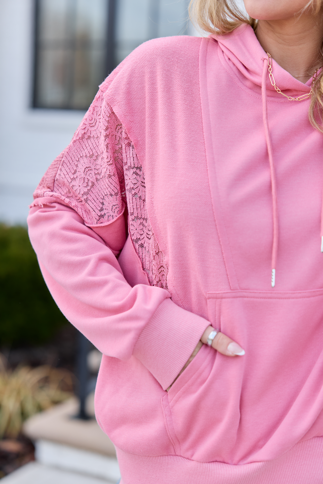 Emerson Mauve Lace Patchwork Hoodie SALE | Elegant Women's Fashion by coolavocek