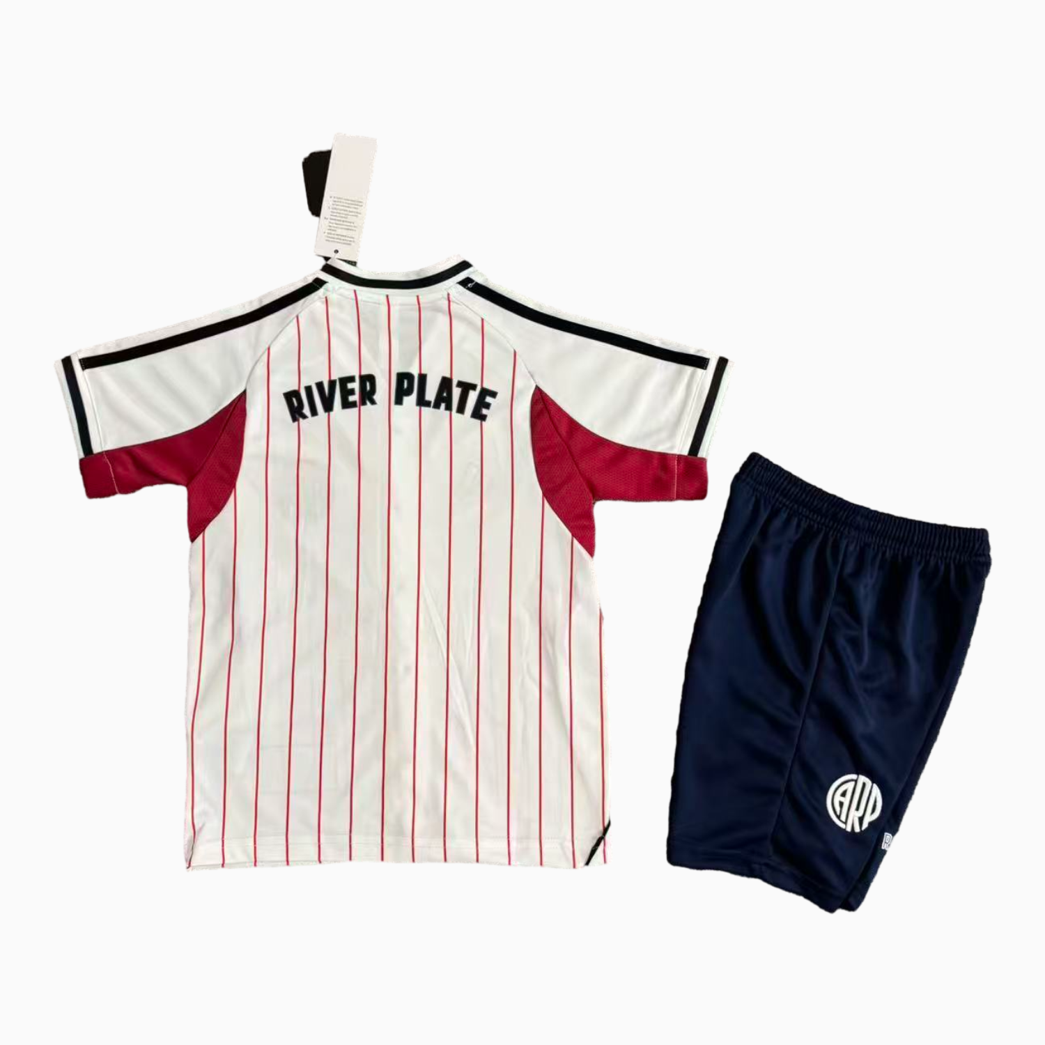 AlphaJersey-River Plate 25-26 White With Red Lines Baseball Kids Kit