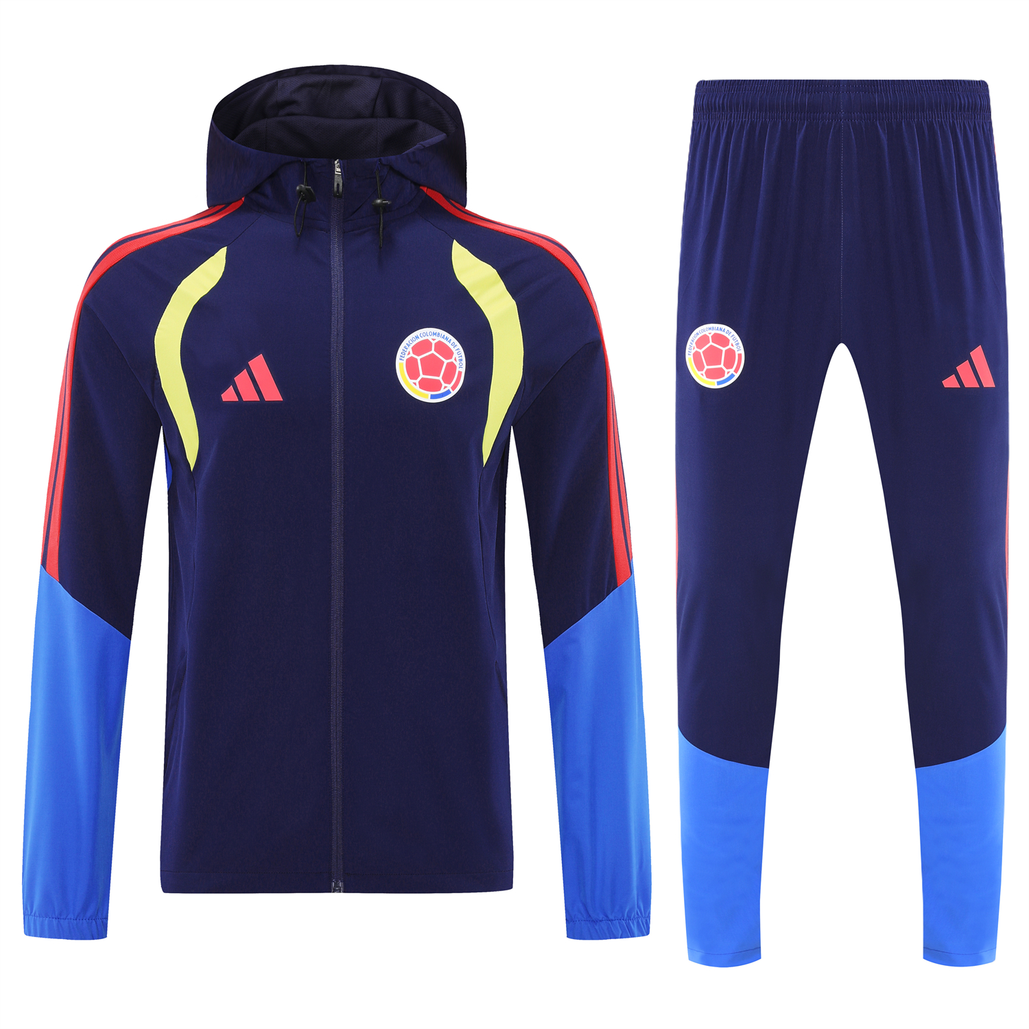 AlphaJersey-Colombia 2026 Hooded Windbreaker Training Set - Dark Blue and Pants