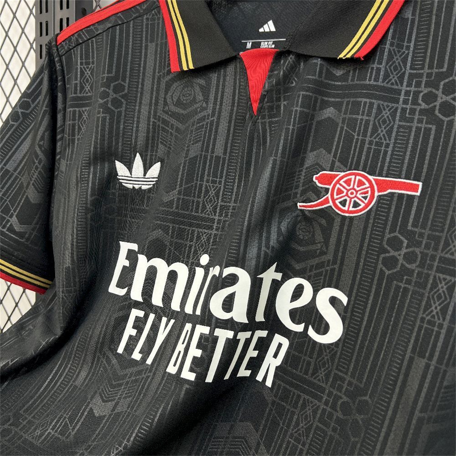 AlphaJersey-Arsenal 25-26 Black POLO Throwback Trefoil Jersey - Fans Version