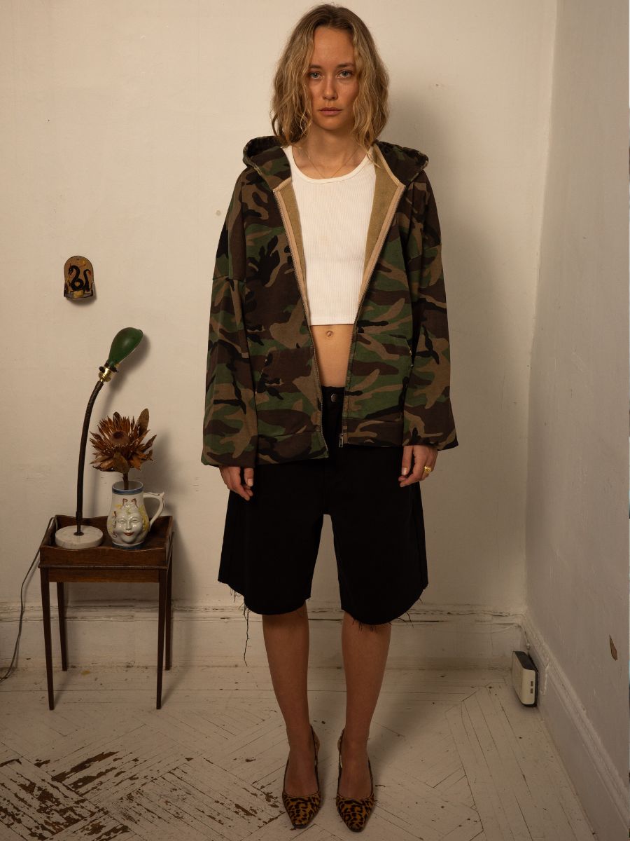Washed Camouflage Zip Hoodie | Modern Menswear by yycbvcnbmmnbm