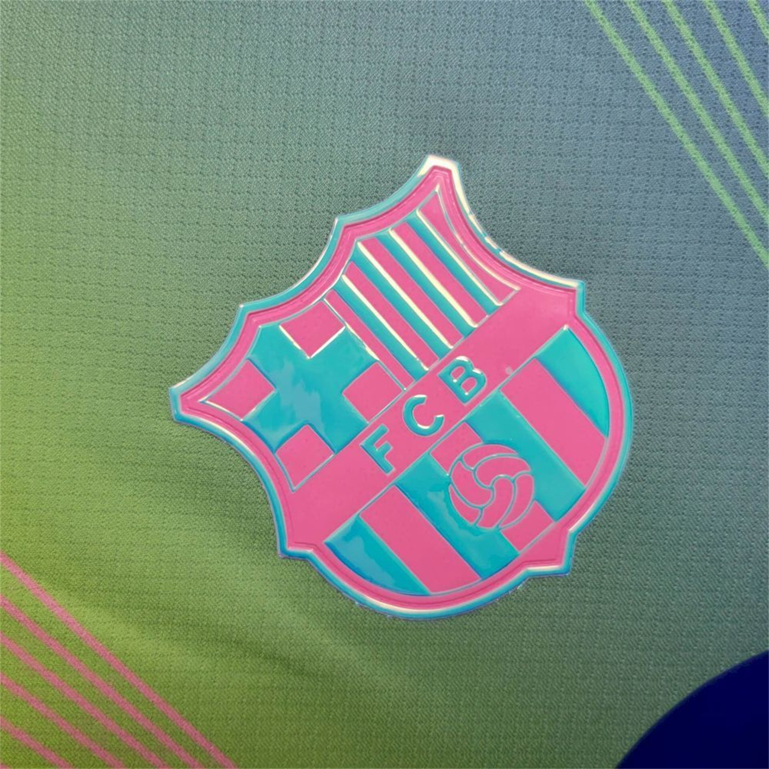 AlphaJersey-Barcelona 25-26 T90 Pink Lines Green And Blue Gradient Special Jersey - Fans Version