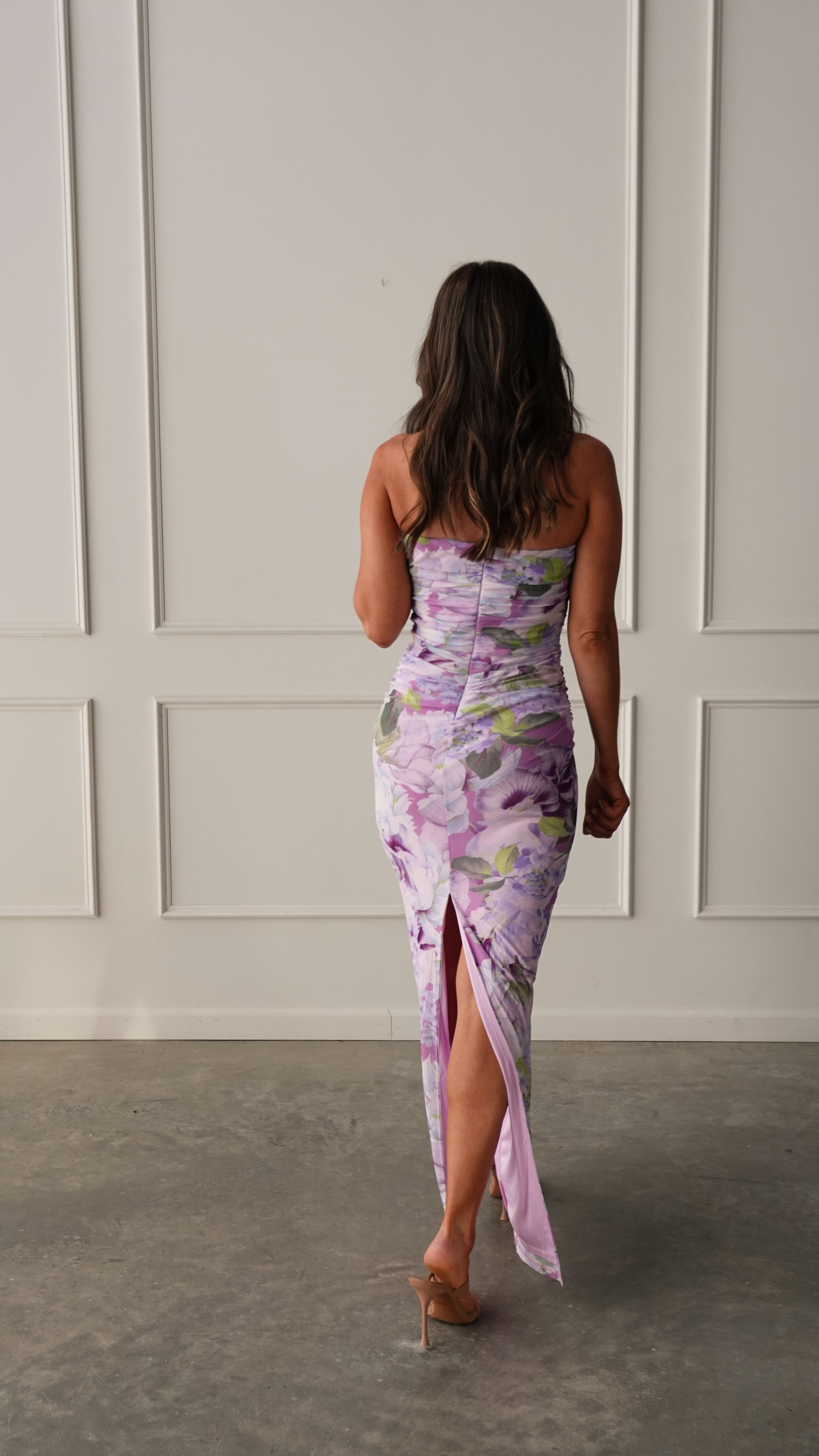 Purple Floral Strapless Dress | Elegant Women's Fashion by coolavocek