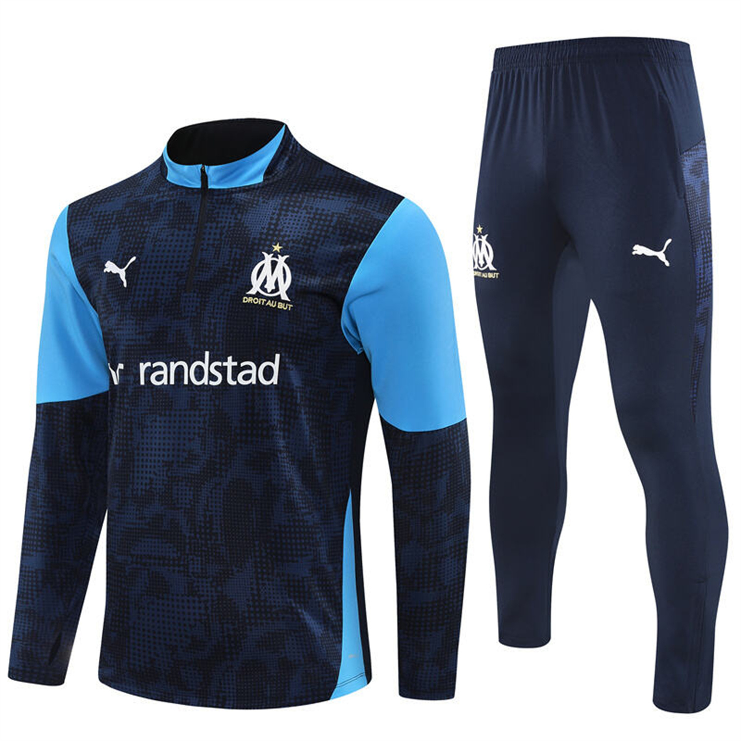 AlphaJersey-Marseille 25-26 Long Sleeve Training Set - Royal Blue Top & Royal Blue Pants