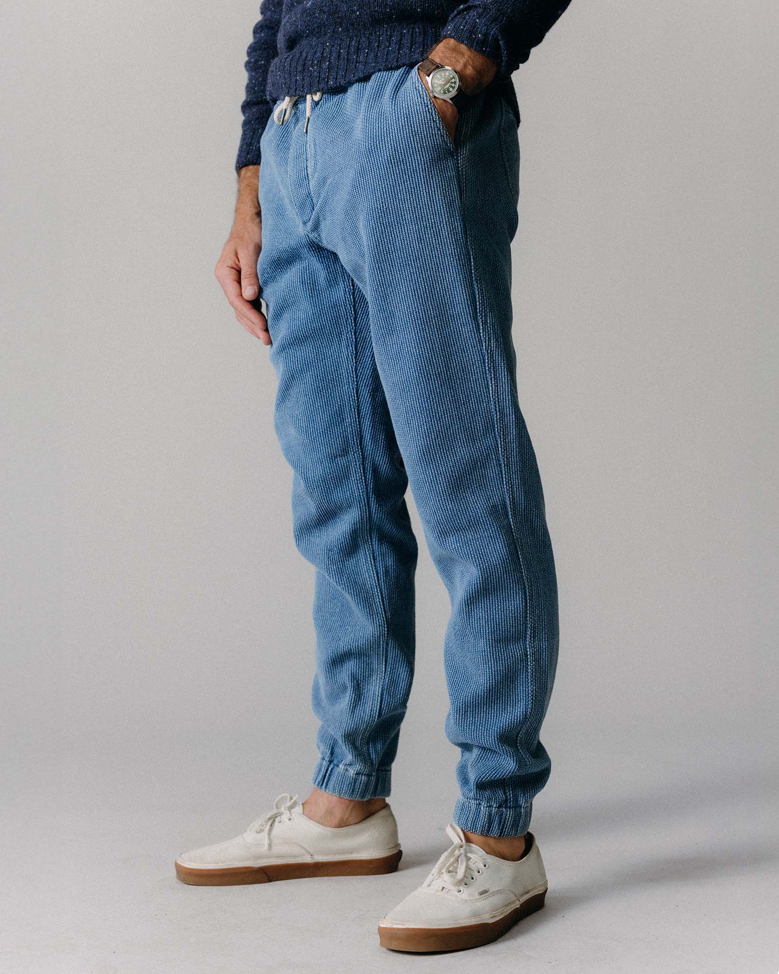 The Apres Pant in Washed Indigo Sashiko | Modern Menswear by yycbvcnbmmnbm