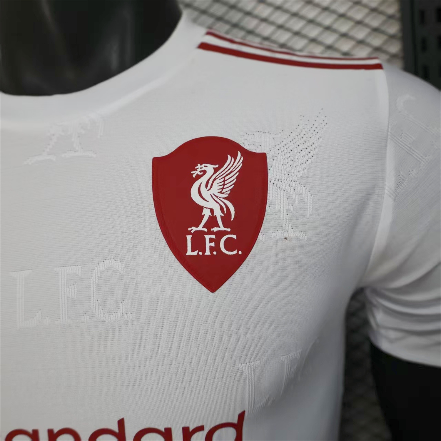 AlphaJersey-Liver.pool 25-26 Red Team Logo Jacquard White Special Jersey - Player Version