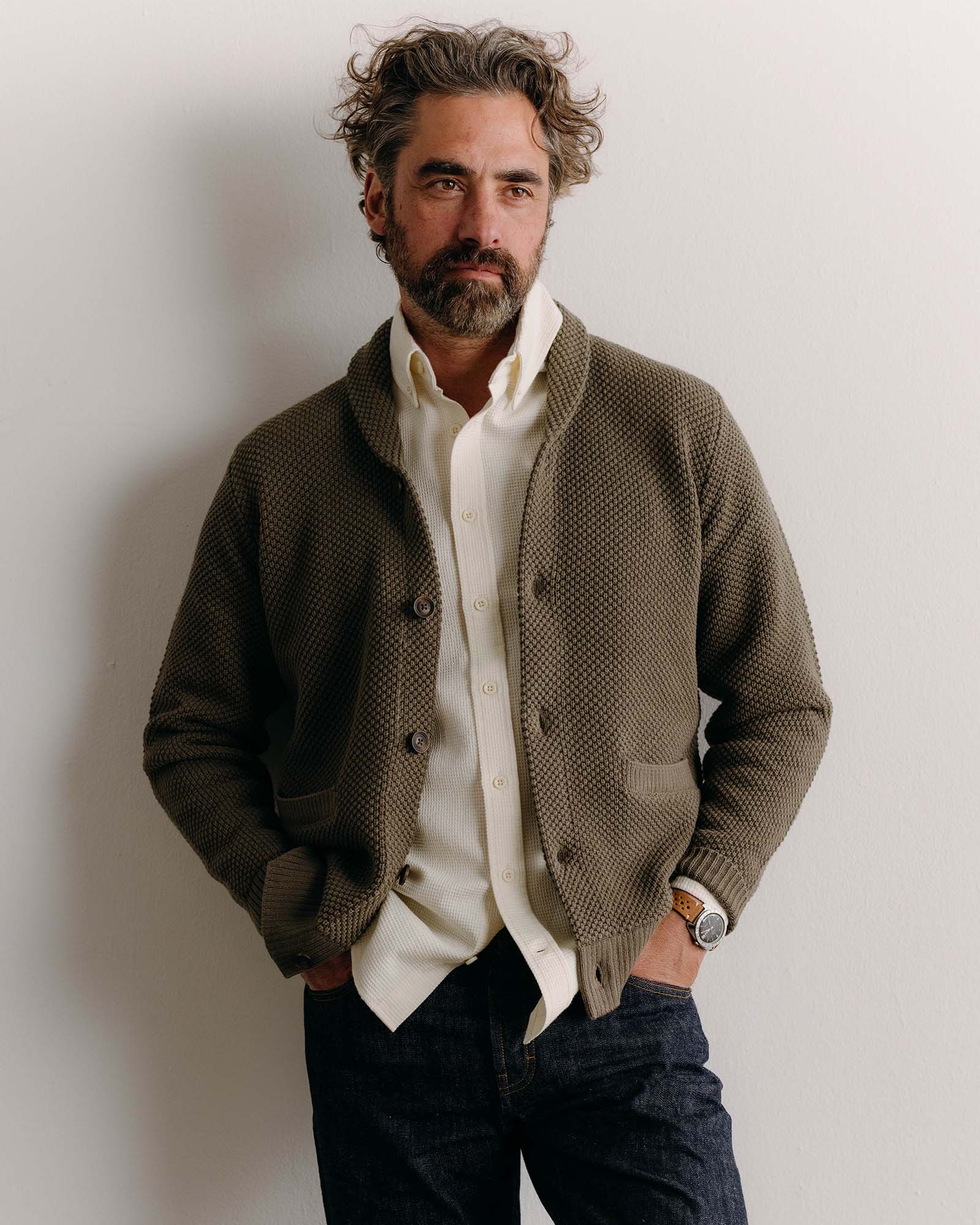 The Crawford Sweater in Fatigue Olive | Modern Menswear by yycbvcnbmmnbm