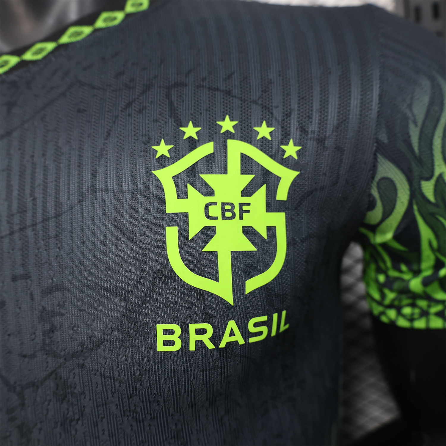 AlphaJersey-Brazil 2025 Green Fire Black Special Edition Jersey - Player Version