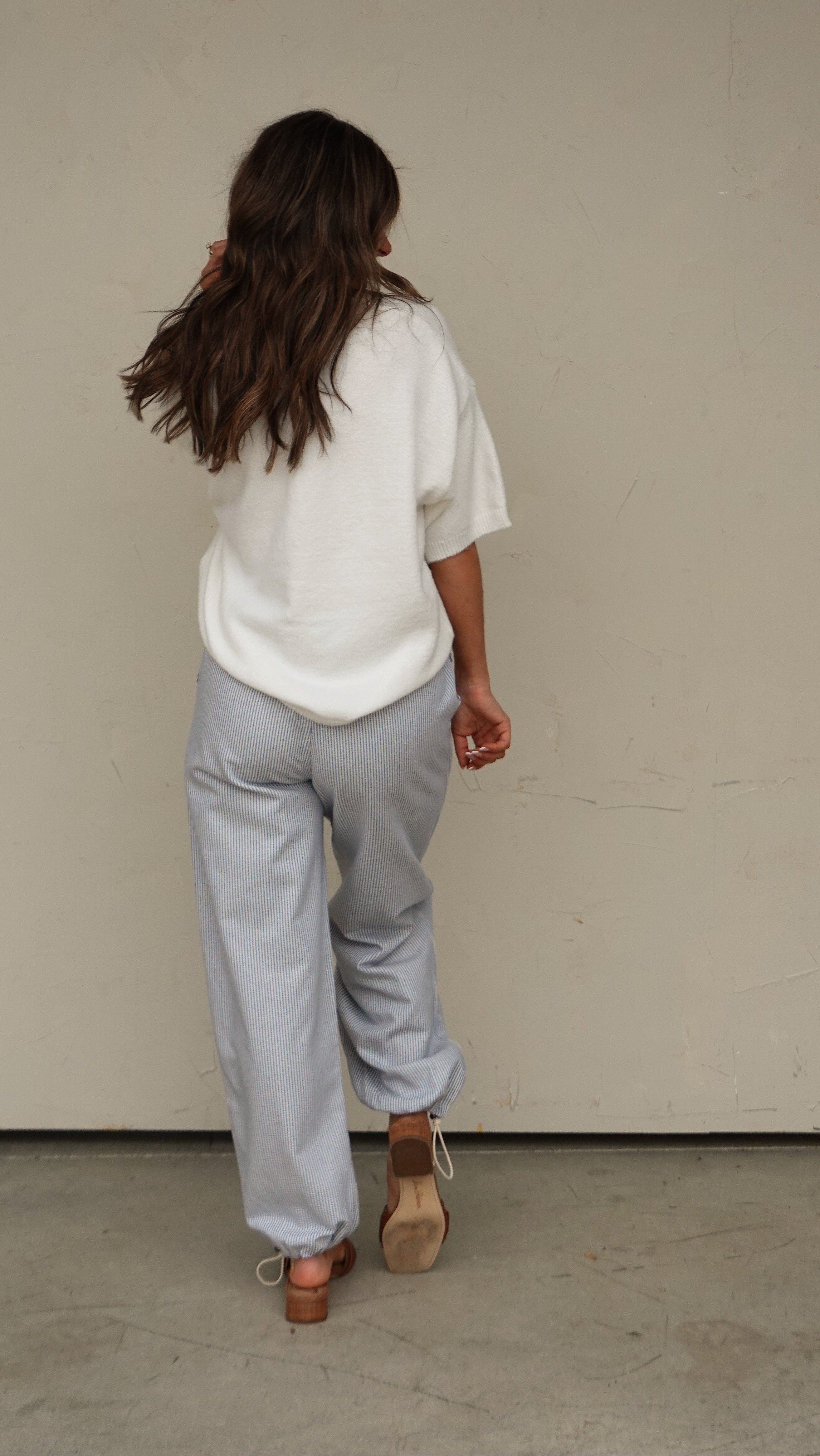 Blue Striped Jogger-Style Pant | Elegant Women's Fashion by coolavocek
