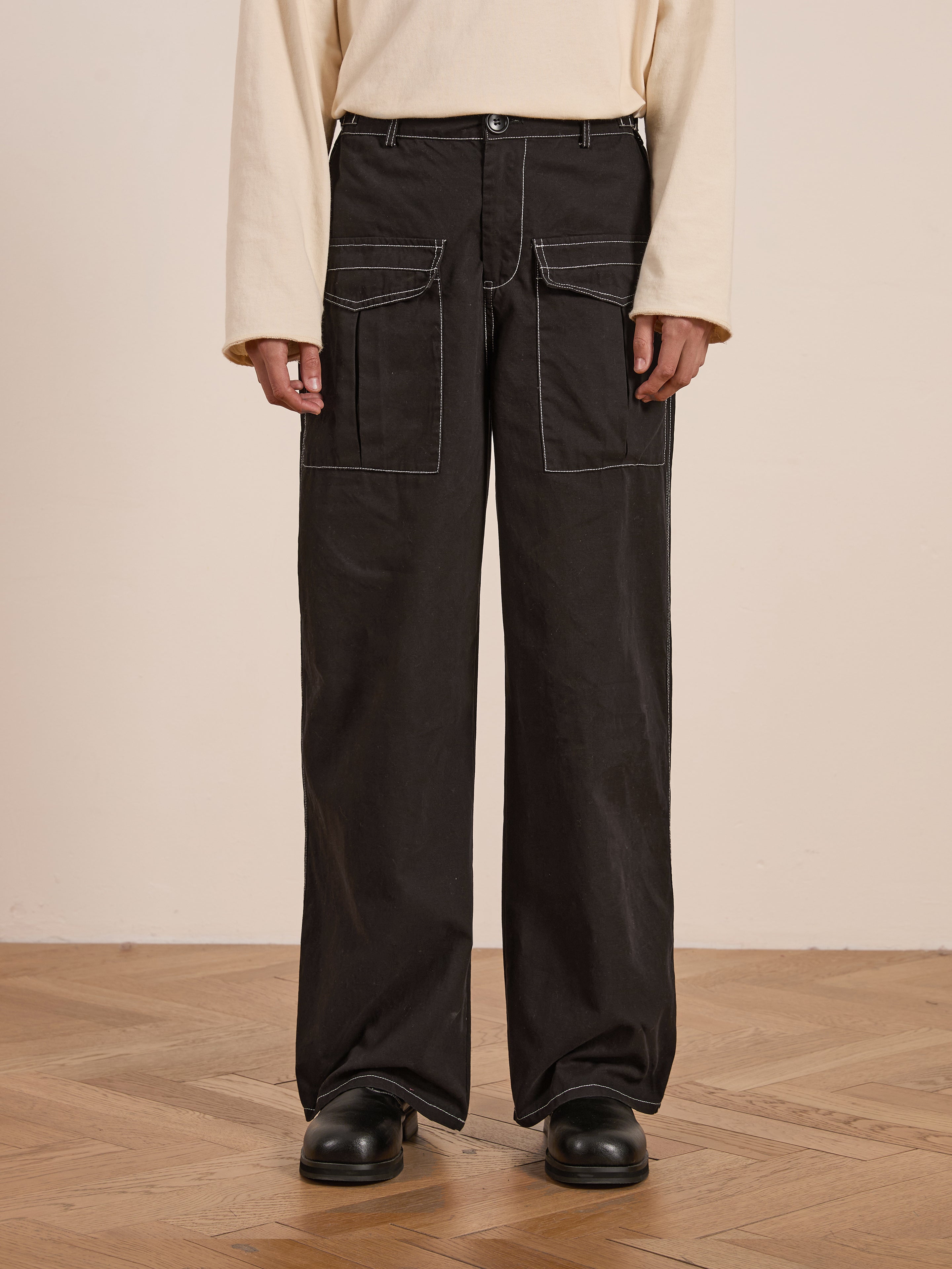 Lucca Black Contrast Pocket Pants | Modern Menswear by yycbvcnbmmnbm