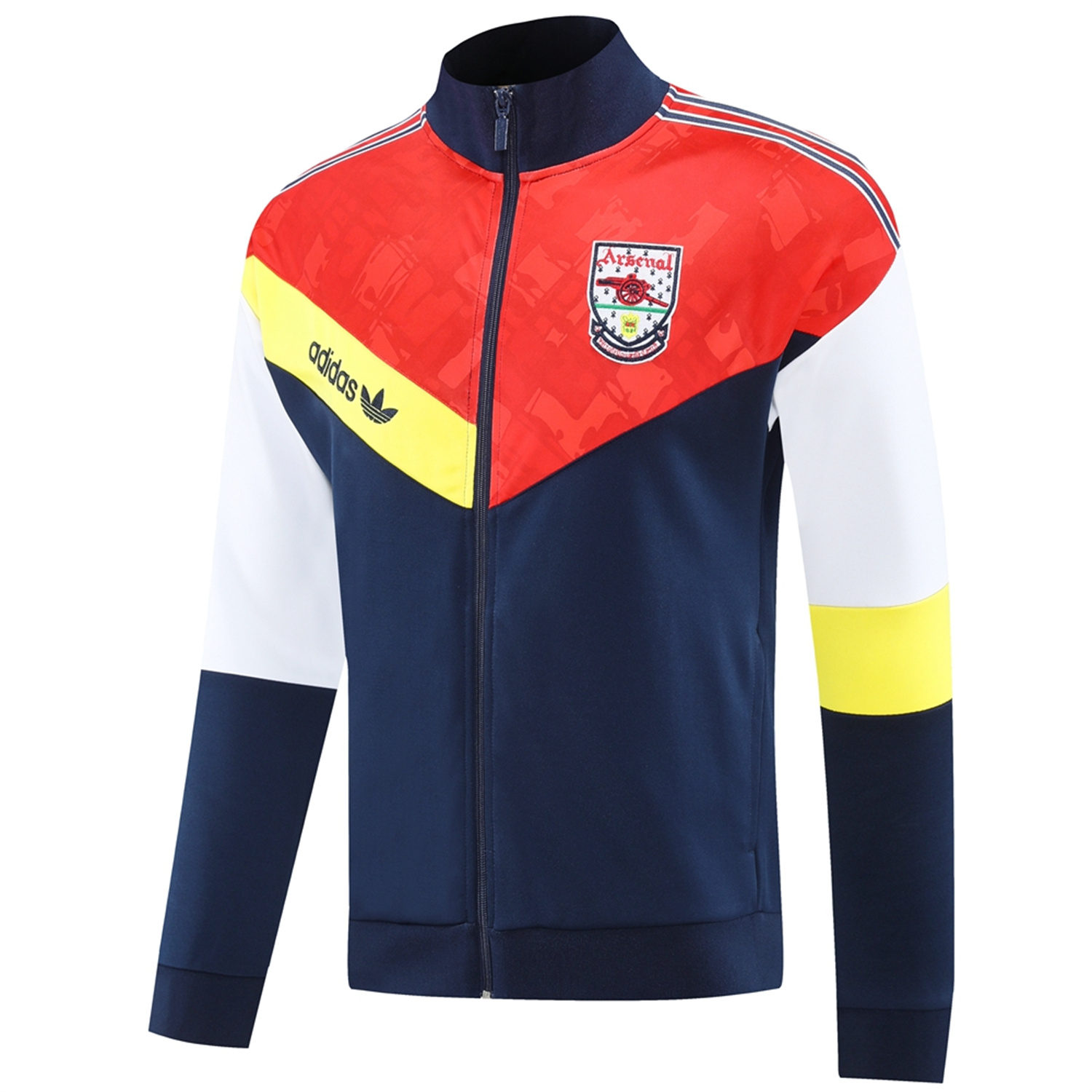 AlphaJersey-Arsenal 25-26 Jacket Training Tracksuit - Red Blue Throwback Jackets & Blue Pants