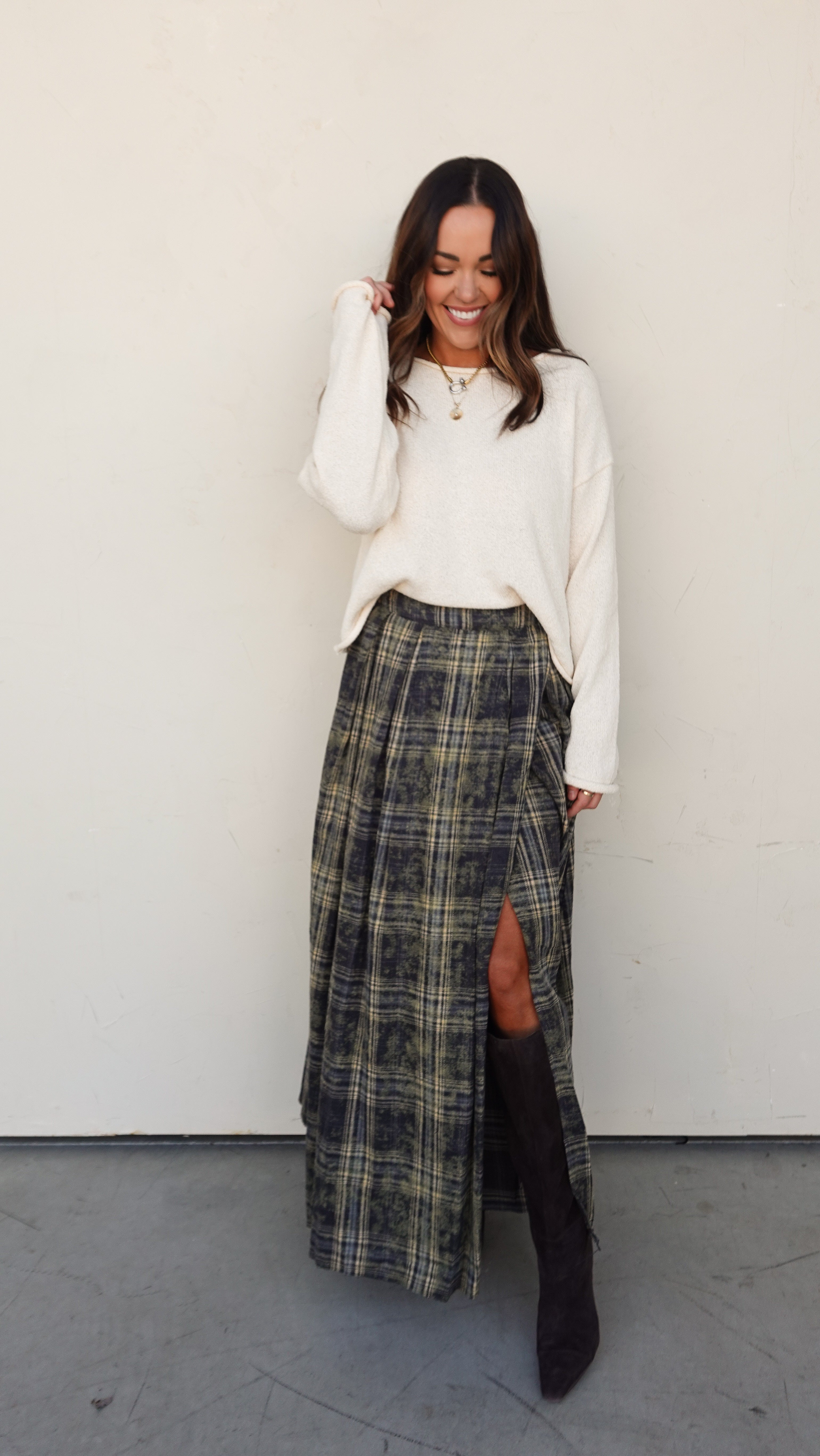 Cream Rolled Hem Sweater | Elegant Women's Fashion by coolavocek