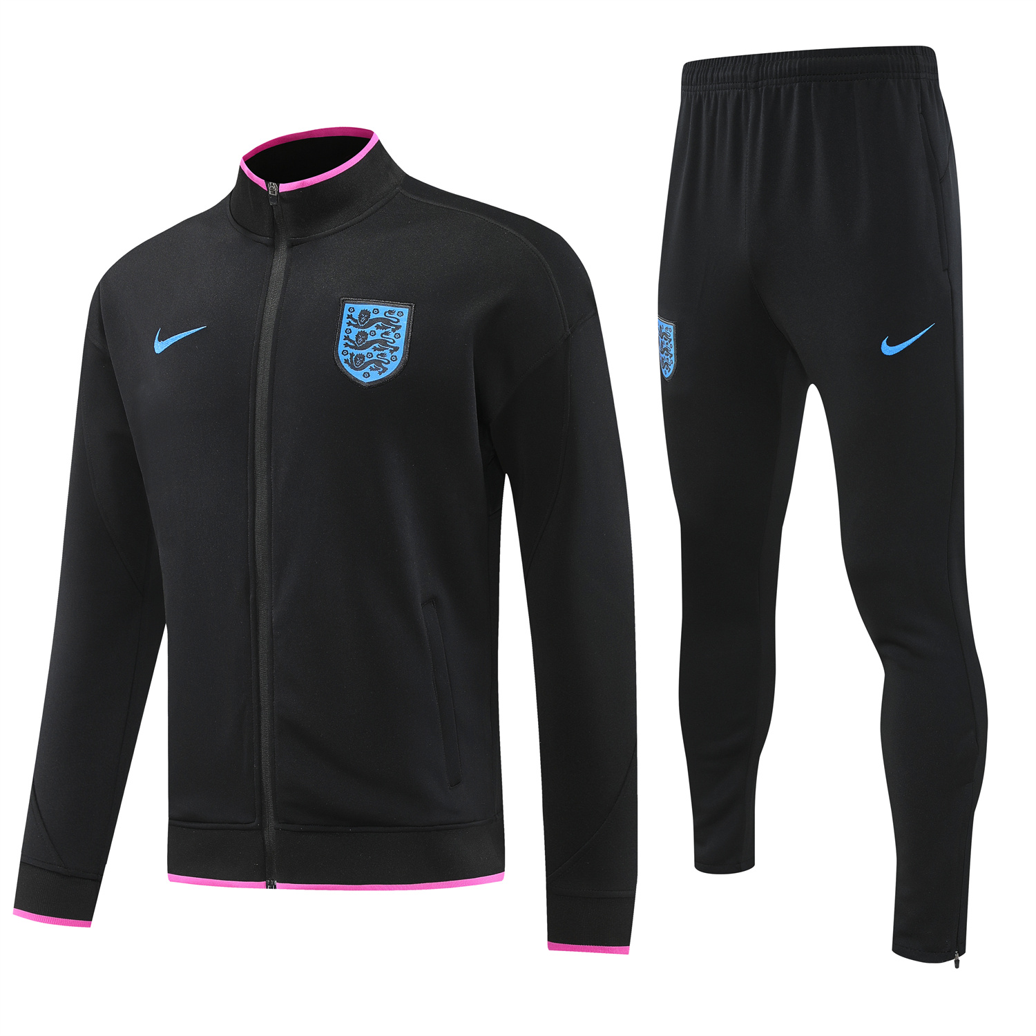 AlphaJersey-England 2026 Jacket Training Tracksuit - Black Top and Black Pants