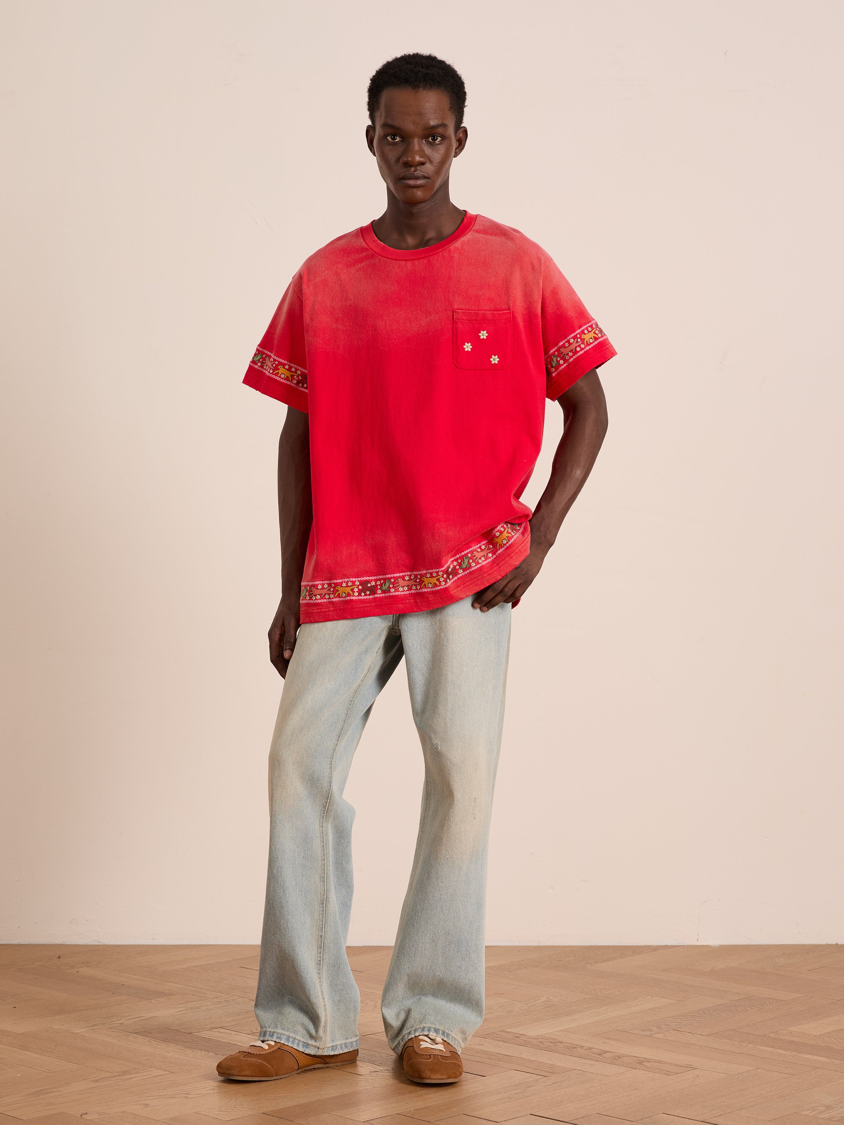 Horse Motif Embroidered Tee | Modern Menswear by yycbvcnbmmnbm