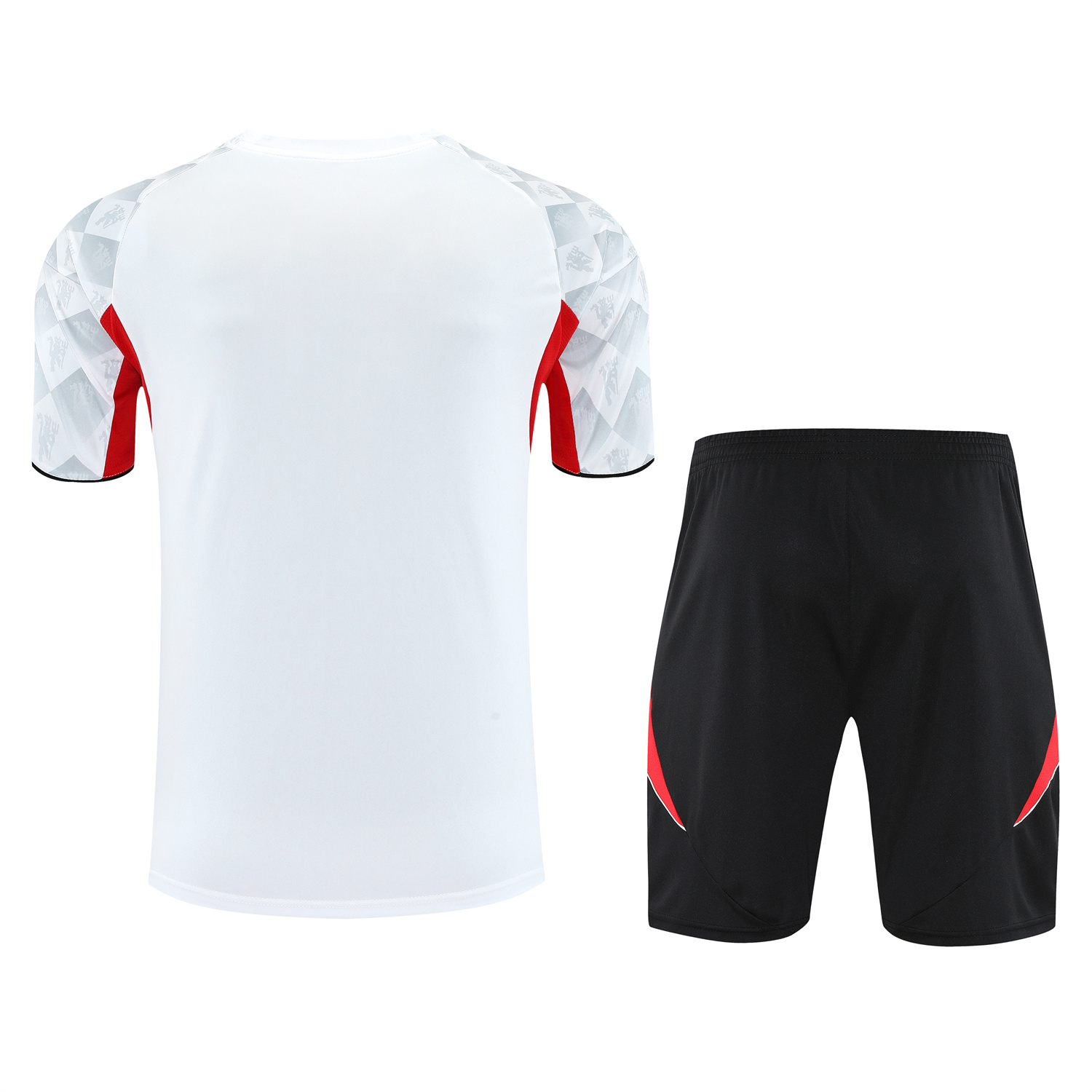 AlphaJersey-Manchester United 25-26 Short-Sleeve Training Set - Red Edge White Top & Black Shorts