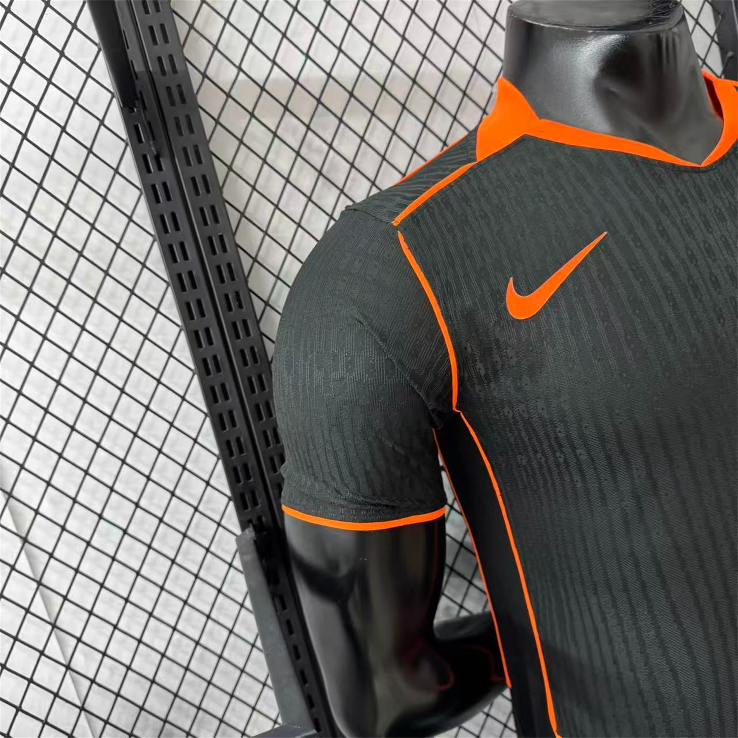AlphaJersey-Corinthians 25-26 Third Orange Lines Black Jersey - Player Version