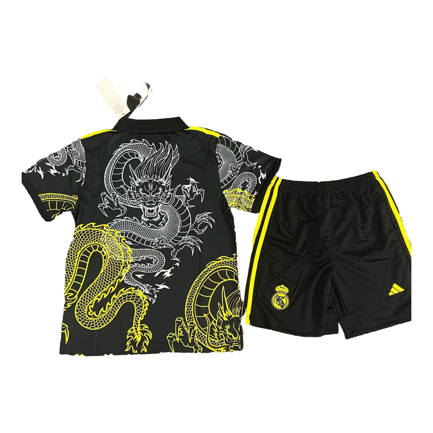 AlphaJersey-Real Madrid 25-26 Yellow And White Dragon Black Special Kids Kit