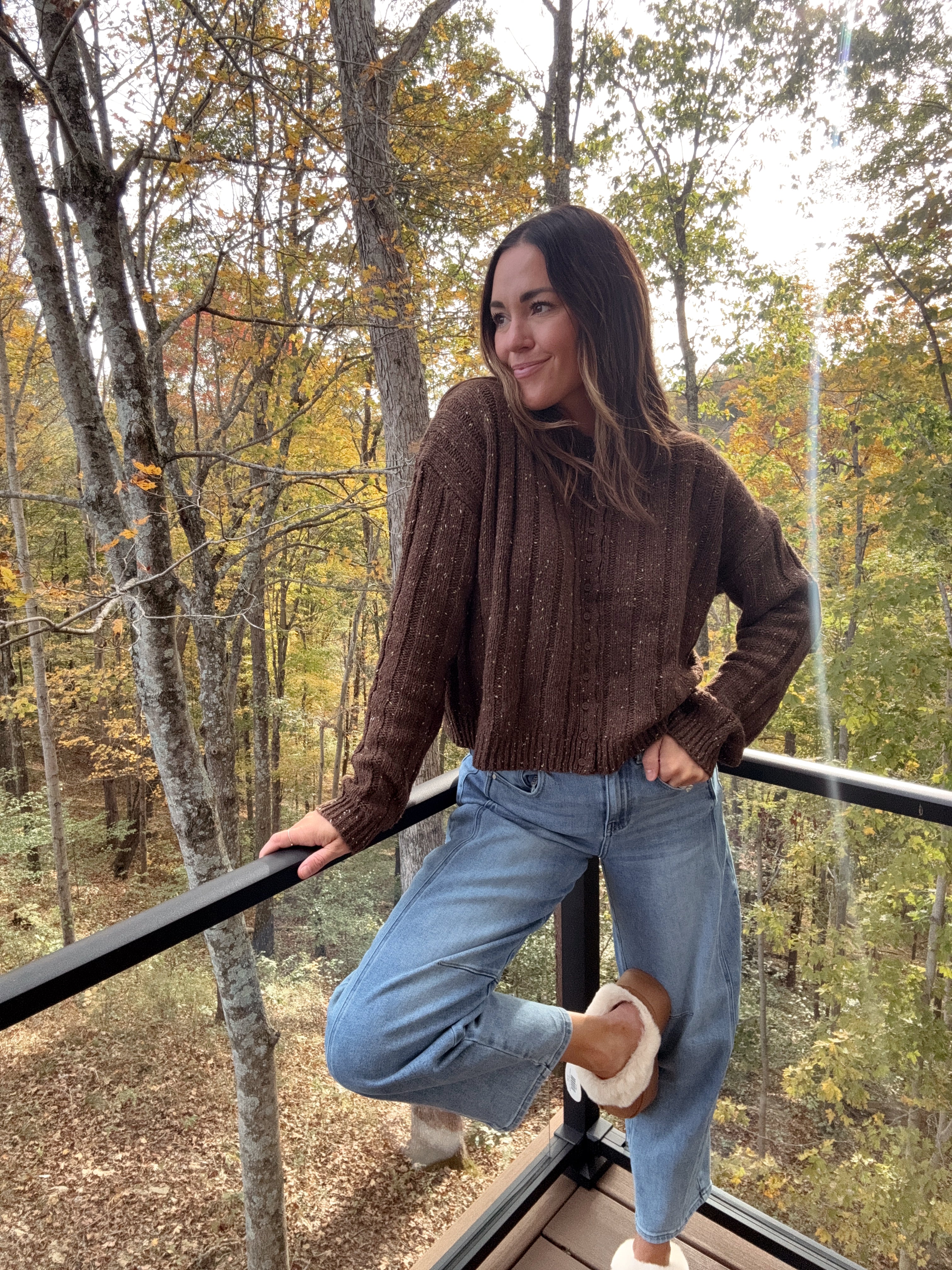 Brown Ribbed Knit Cardigan | Elegant Women's Fashion by coolavocek