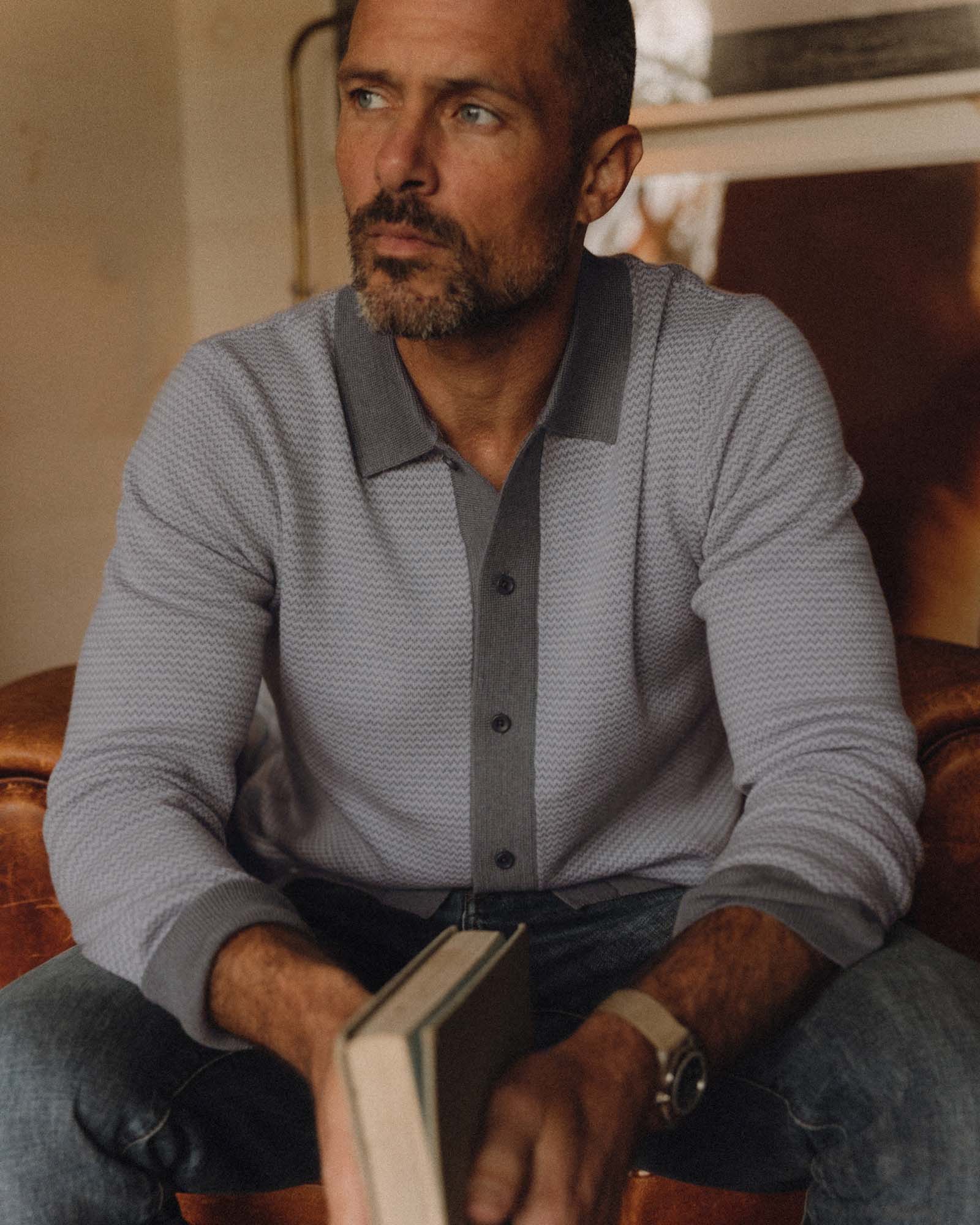 The Nichols Polo in Heather Grey Birdseye Merino | Modern Menswear by yycbvcnbmmnbm