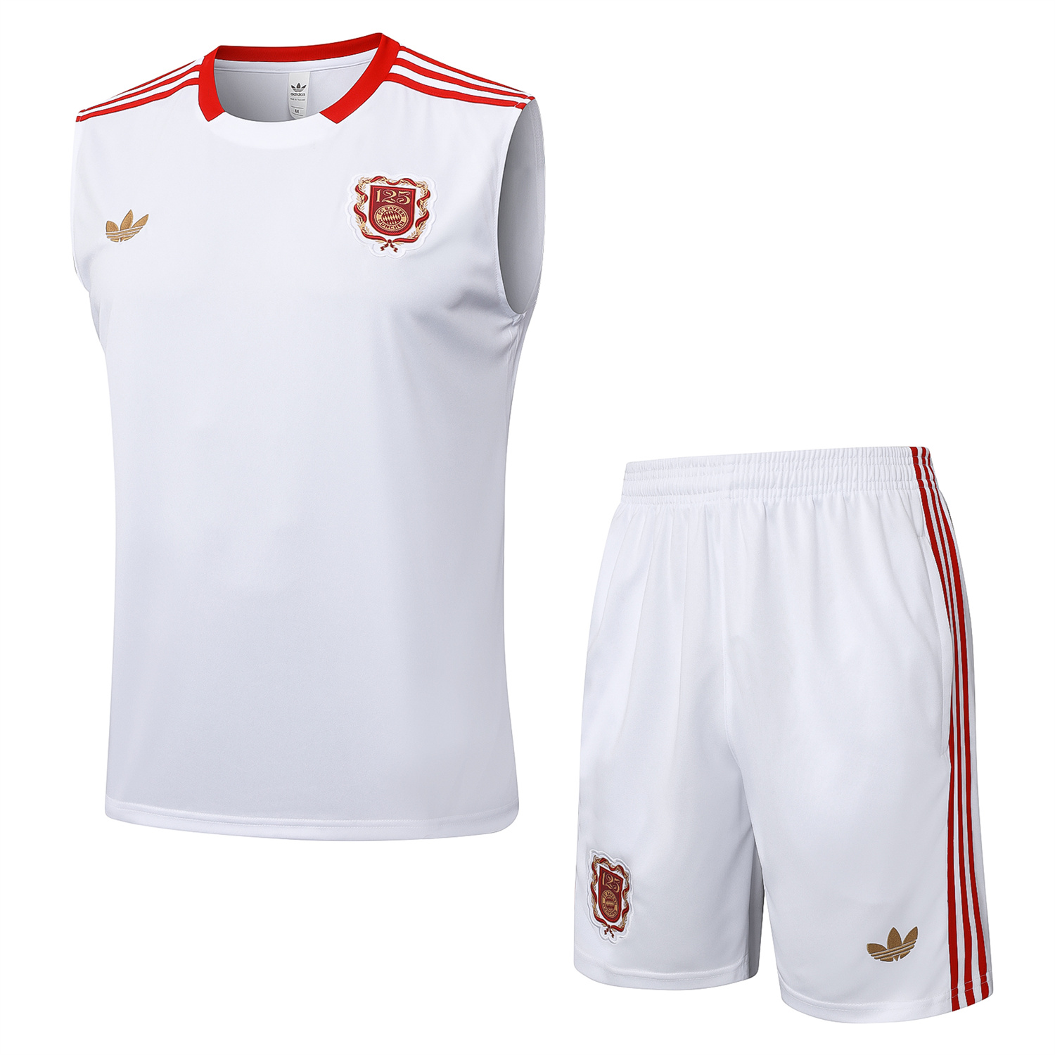 AlphaJersey-Bayern Munich 2025 125th Anniversary Vest Training Set - White Top and Shorts