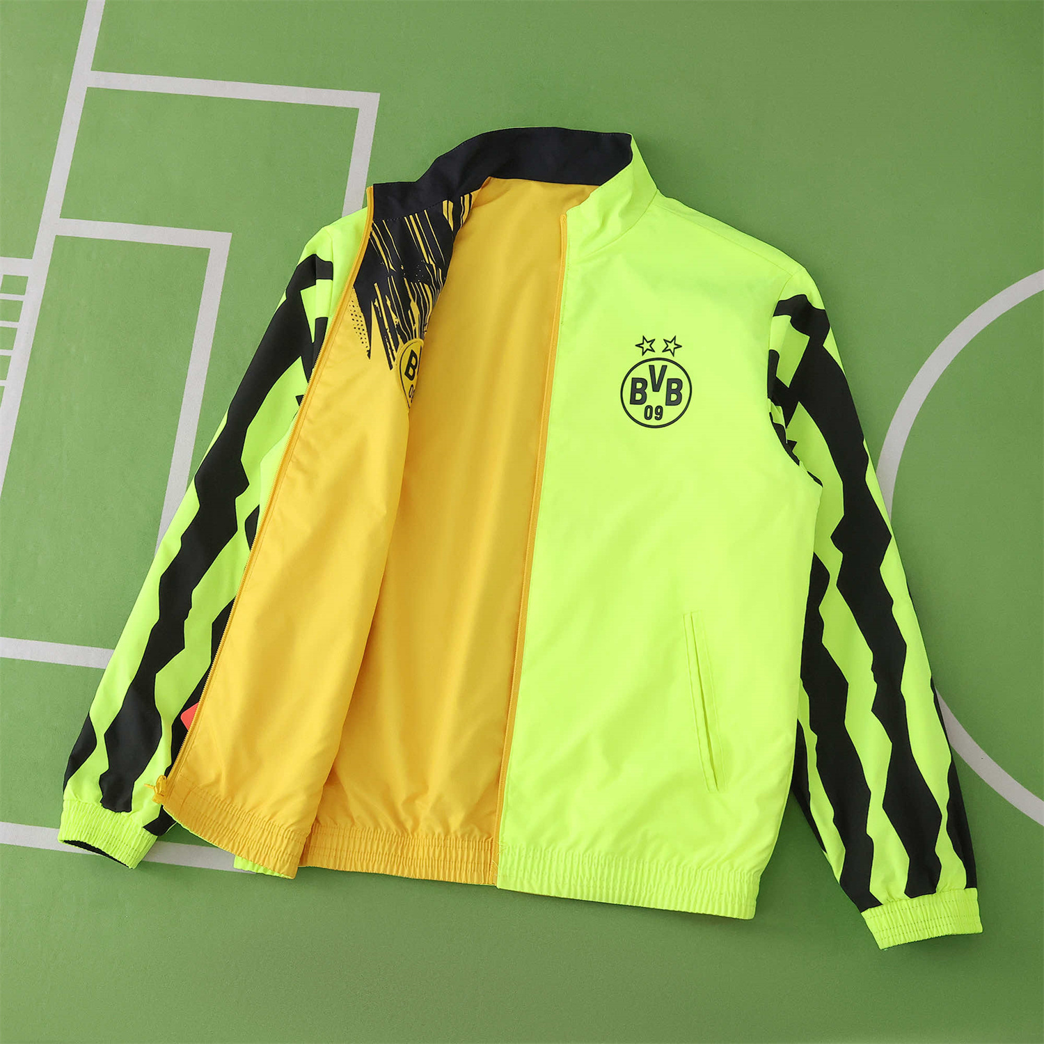 AlphaJersey-Dortmund 25-26 Double Sided Reversible Windbreaker - Green & Yellow