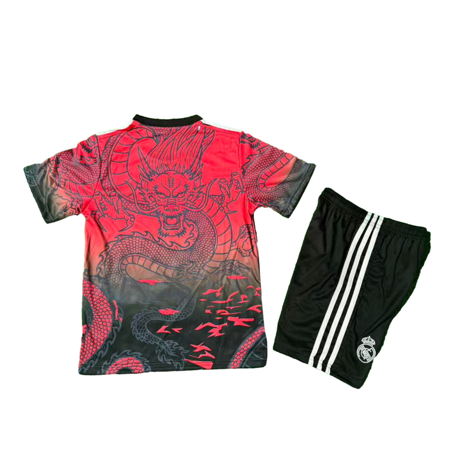 AlphaJersey-Real Madrid 25-26 Black Dragon Red Special Kids Kit