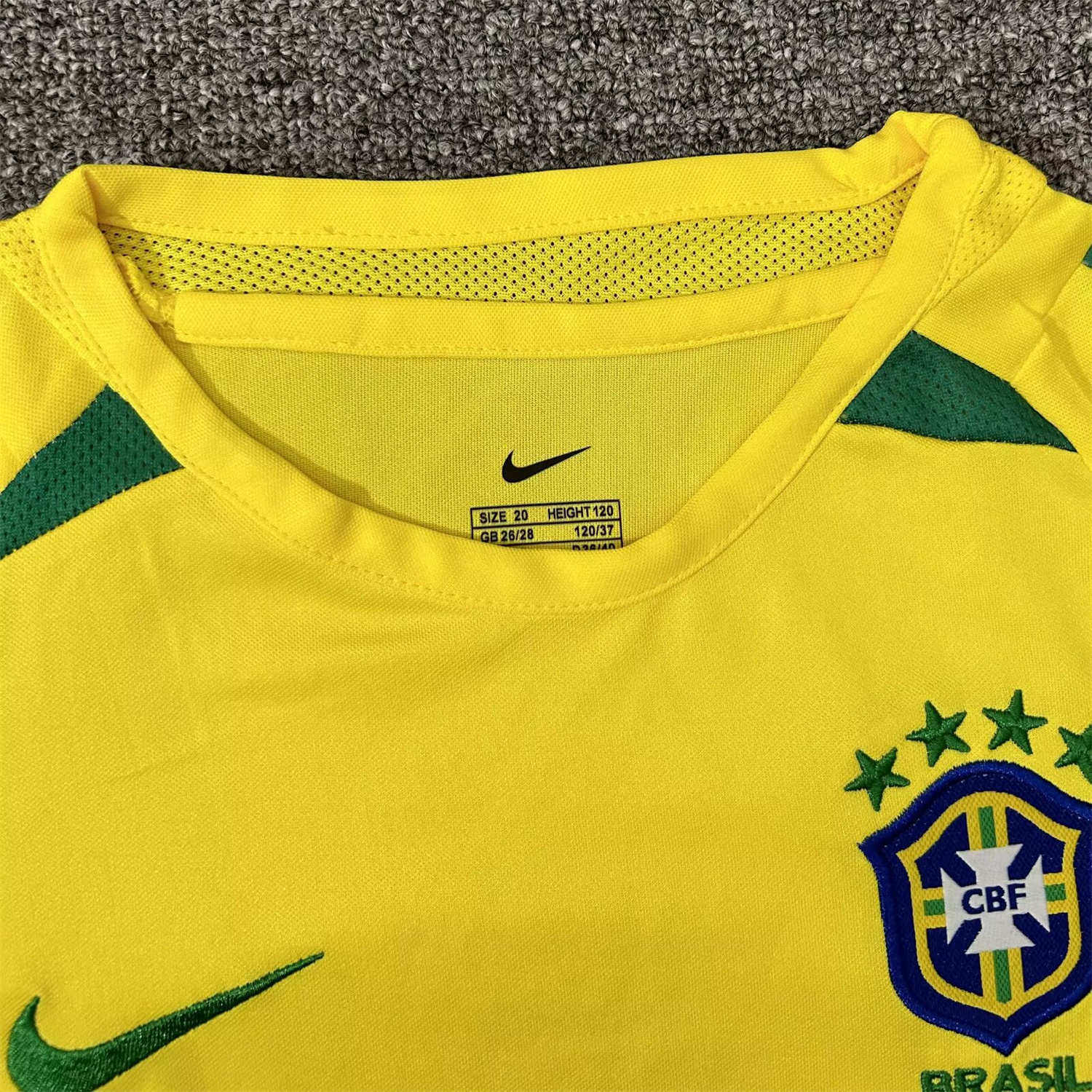 AlphaJersey-Retro Brazil 2002 Home Long Sleeves Kids Kit