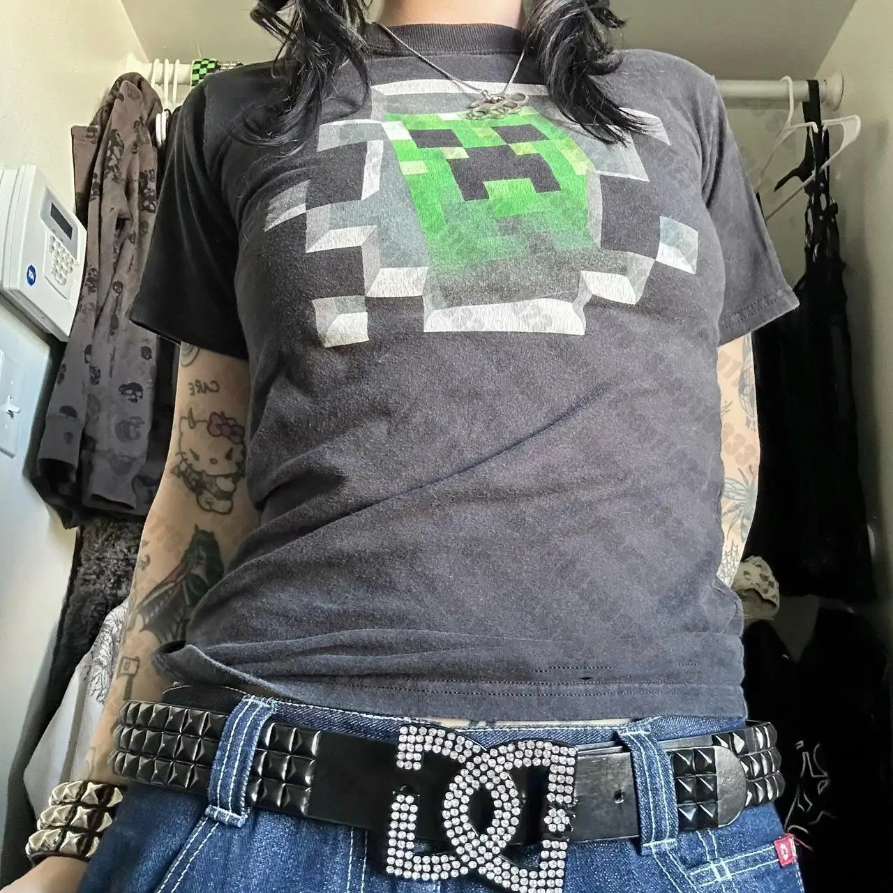 Gothic Crop Tops Vintage Grunge Graphic Print 90s Women's Tee Punk Y2k Clothes Summer Slim Emo Girls Gothic Baby Woman clothing