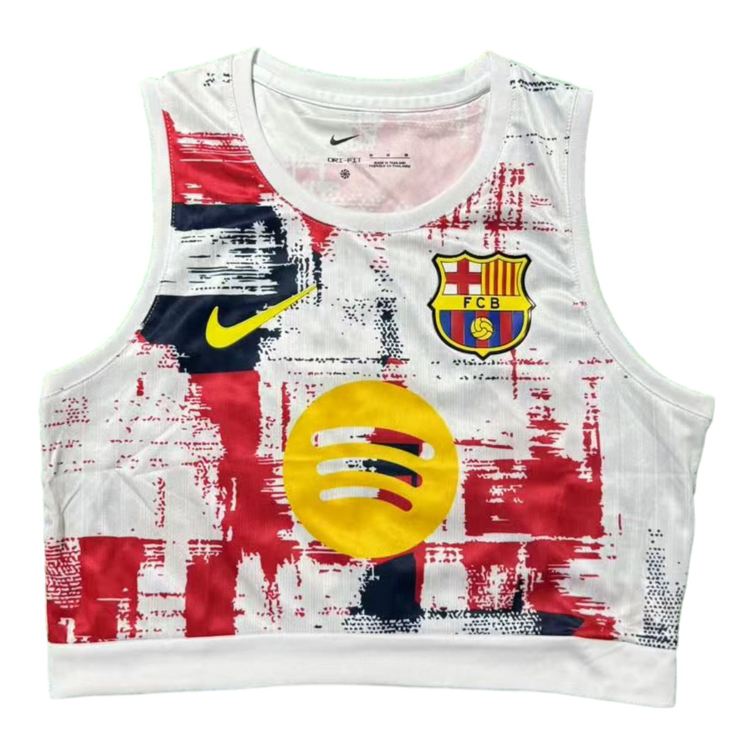 AlphaJersey-Women's Barcelona 25-26 Yellow Logo White Yoga Vest