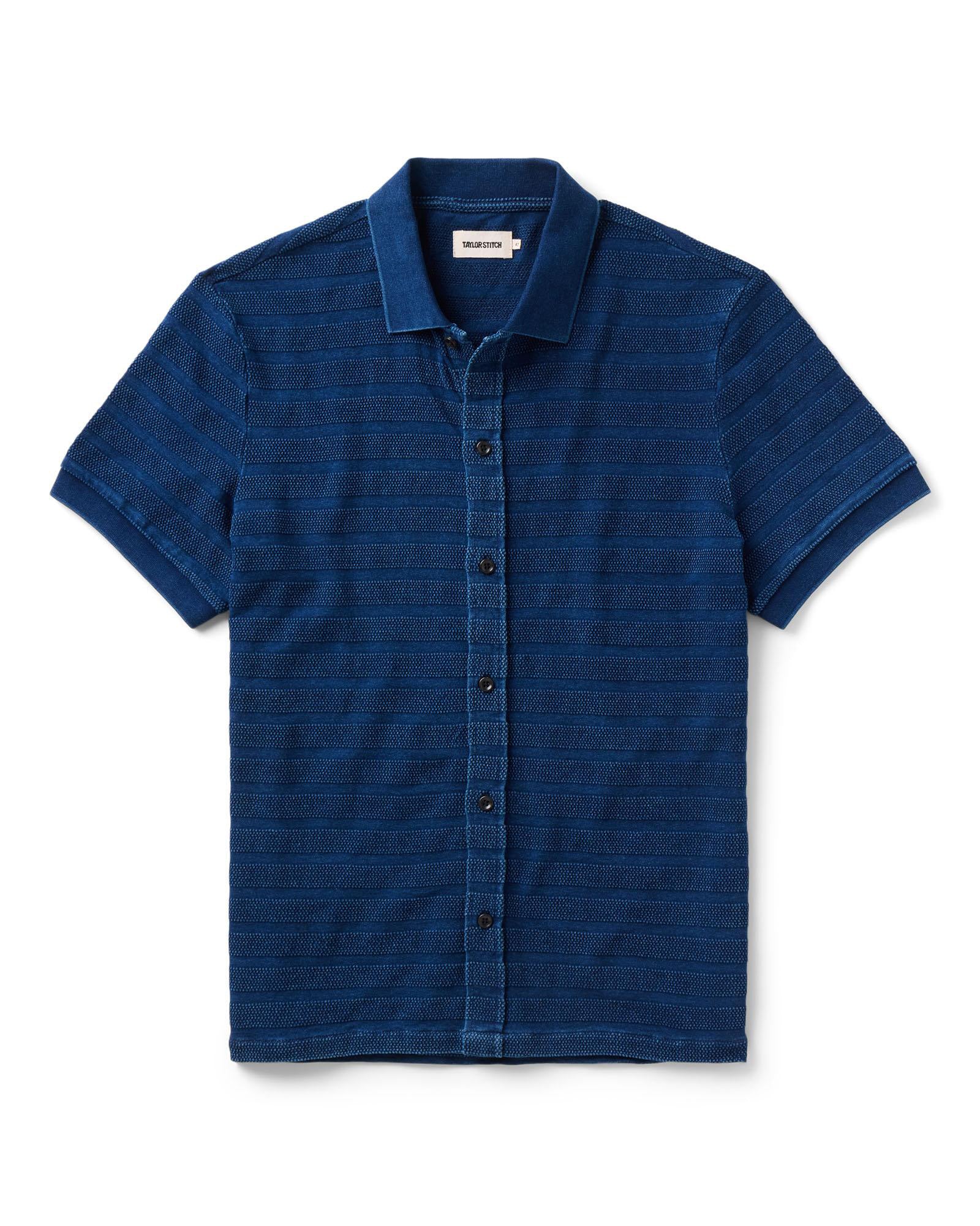 The Bywater Polo in Rinsed Indigo Knit Stripe | Modern Menswear by yycbvcnbmmnbm