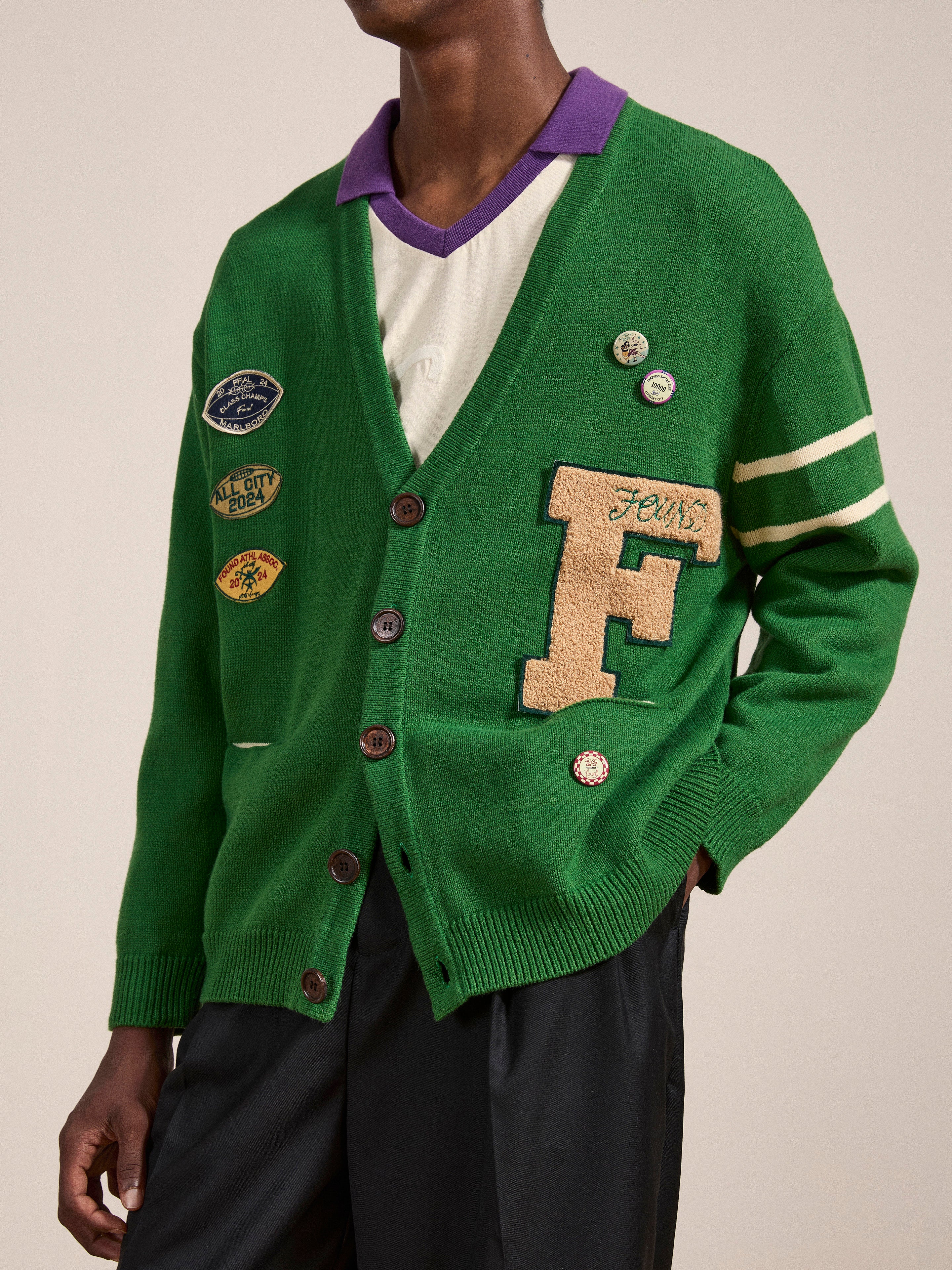 Pineneedle Varsity Knit Cardigan | Modern Menswear by yycbvcnbmmnbm