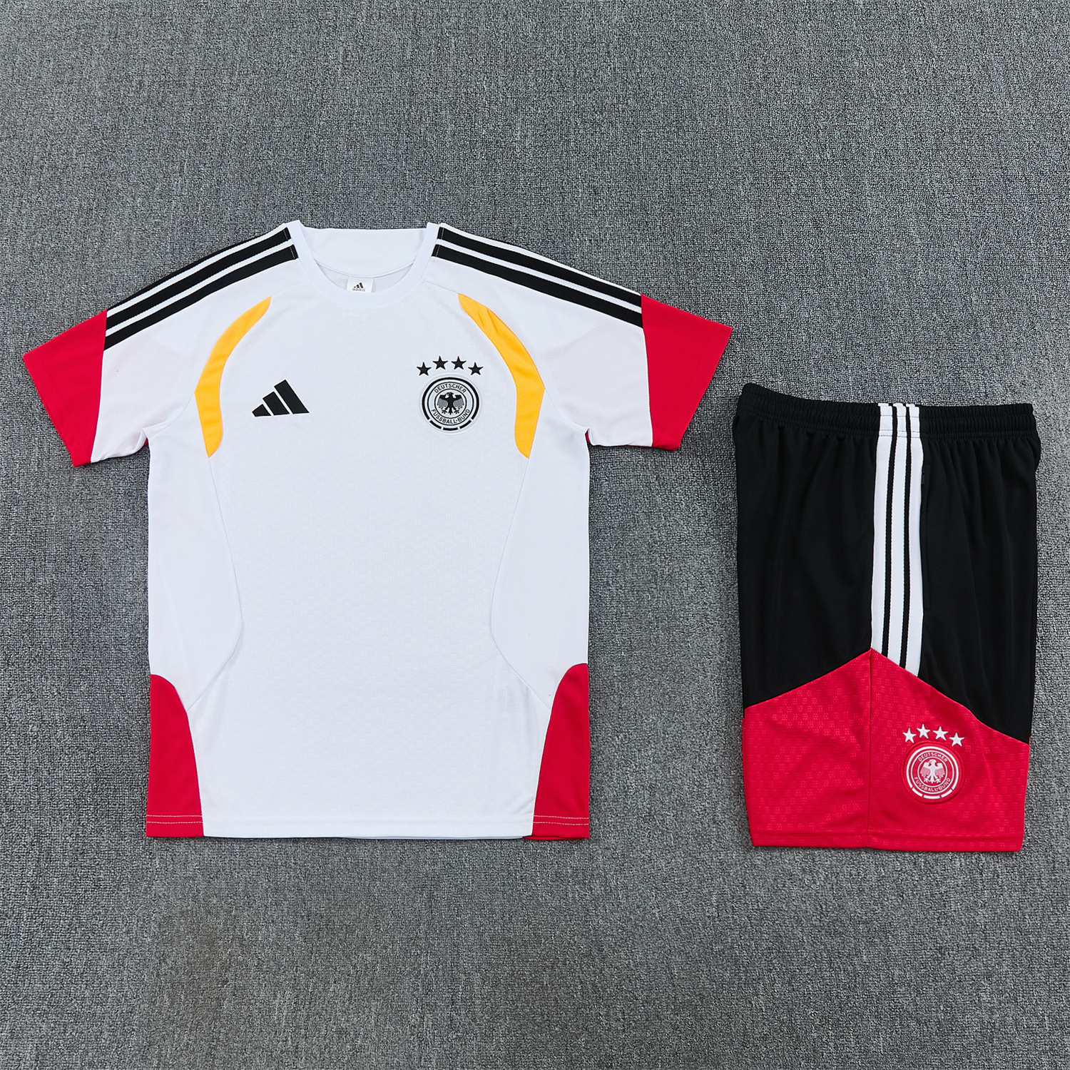 AlphaJersey-Germany 2026 Short-Sleeve Training Set - White Top and Black Shorts