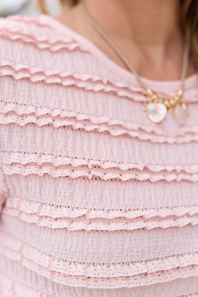 Gia Pink Lace Ruffle Crop Tee | Elegant Women's Fashion by coolavocek